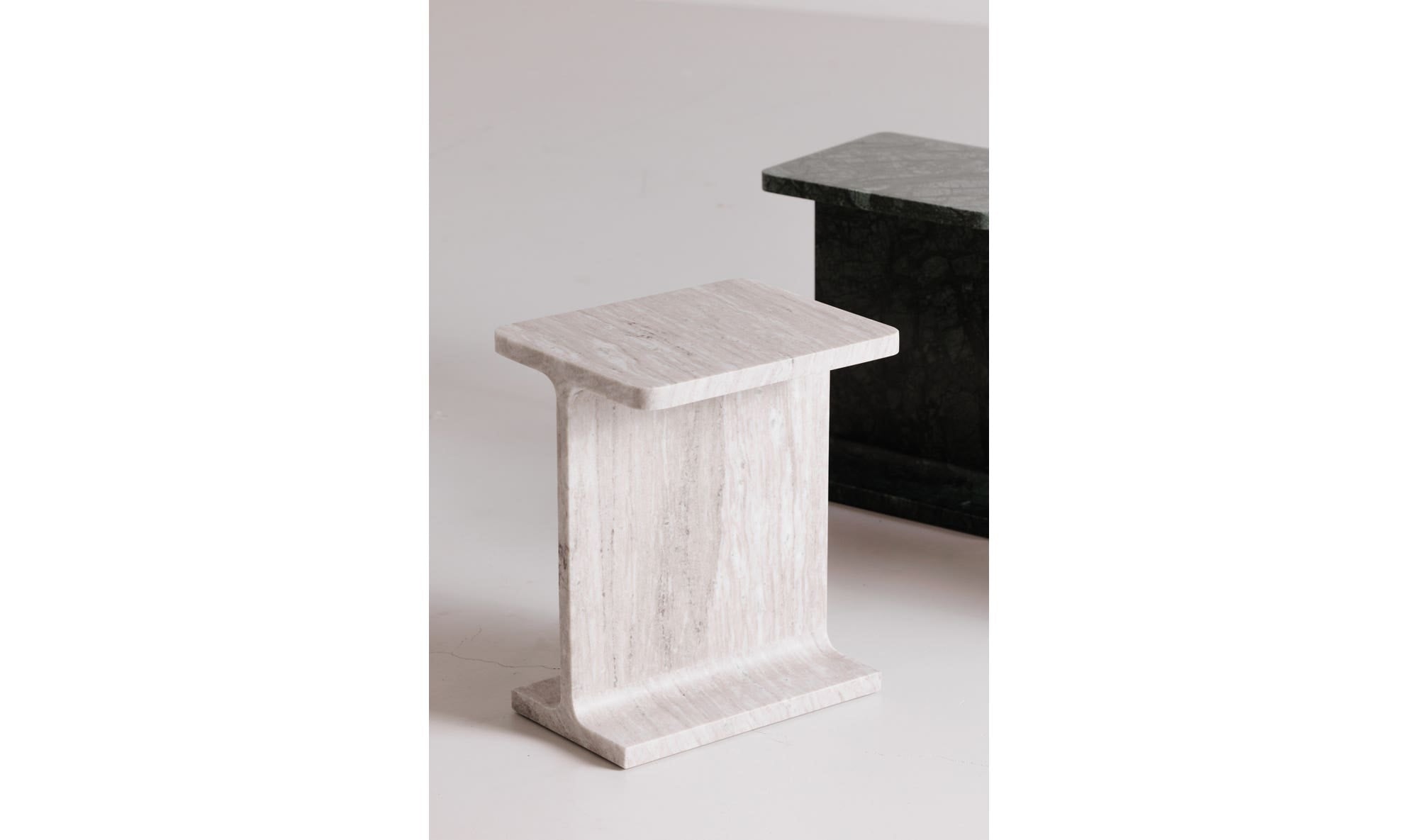 15" Taupe Marble Side Table