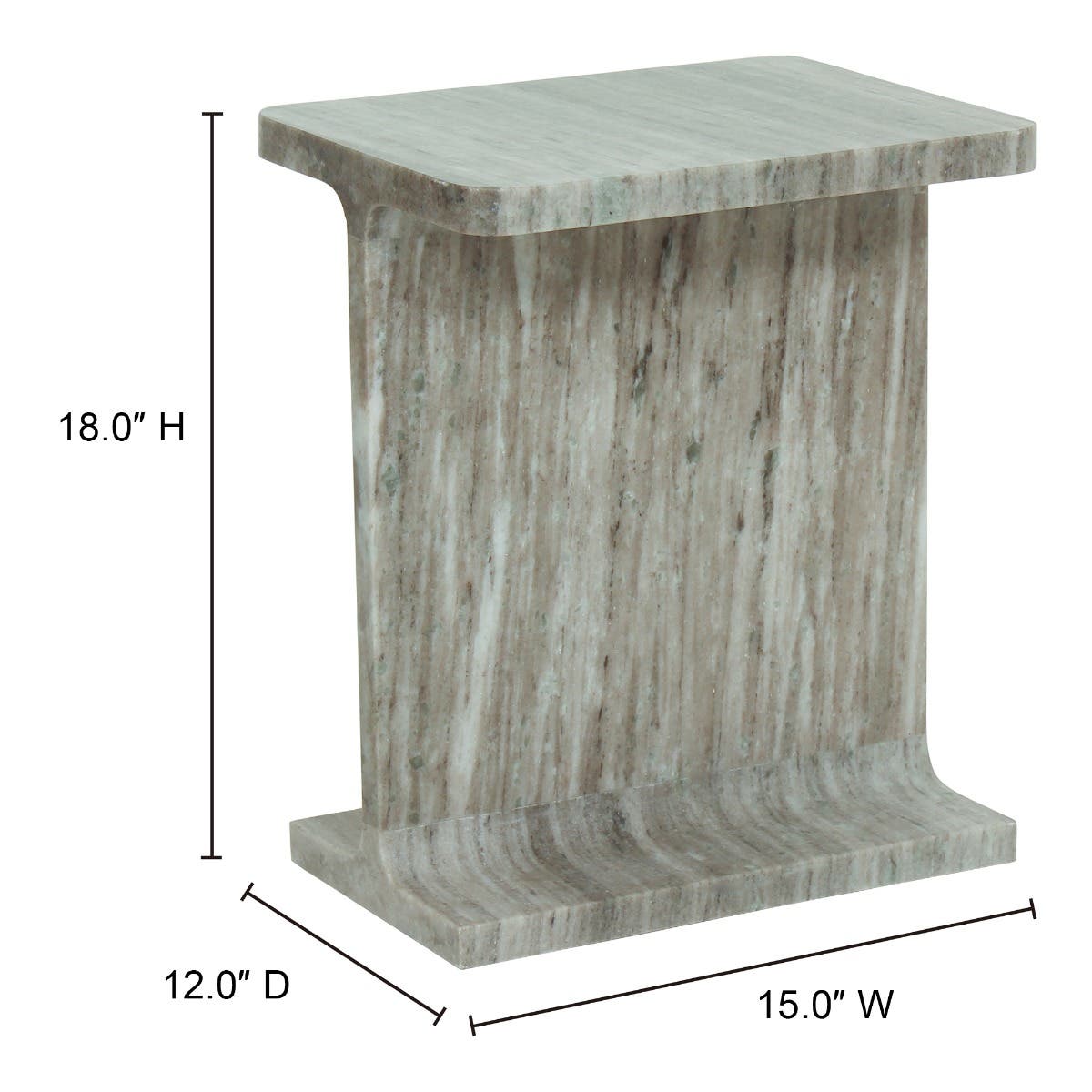 15" Taupe Marble Side Table