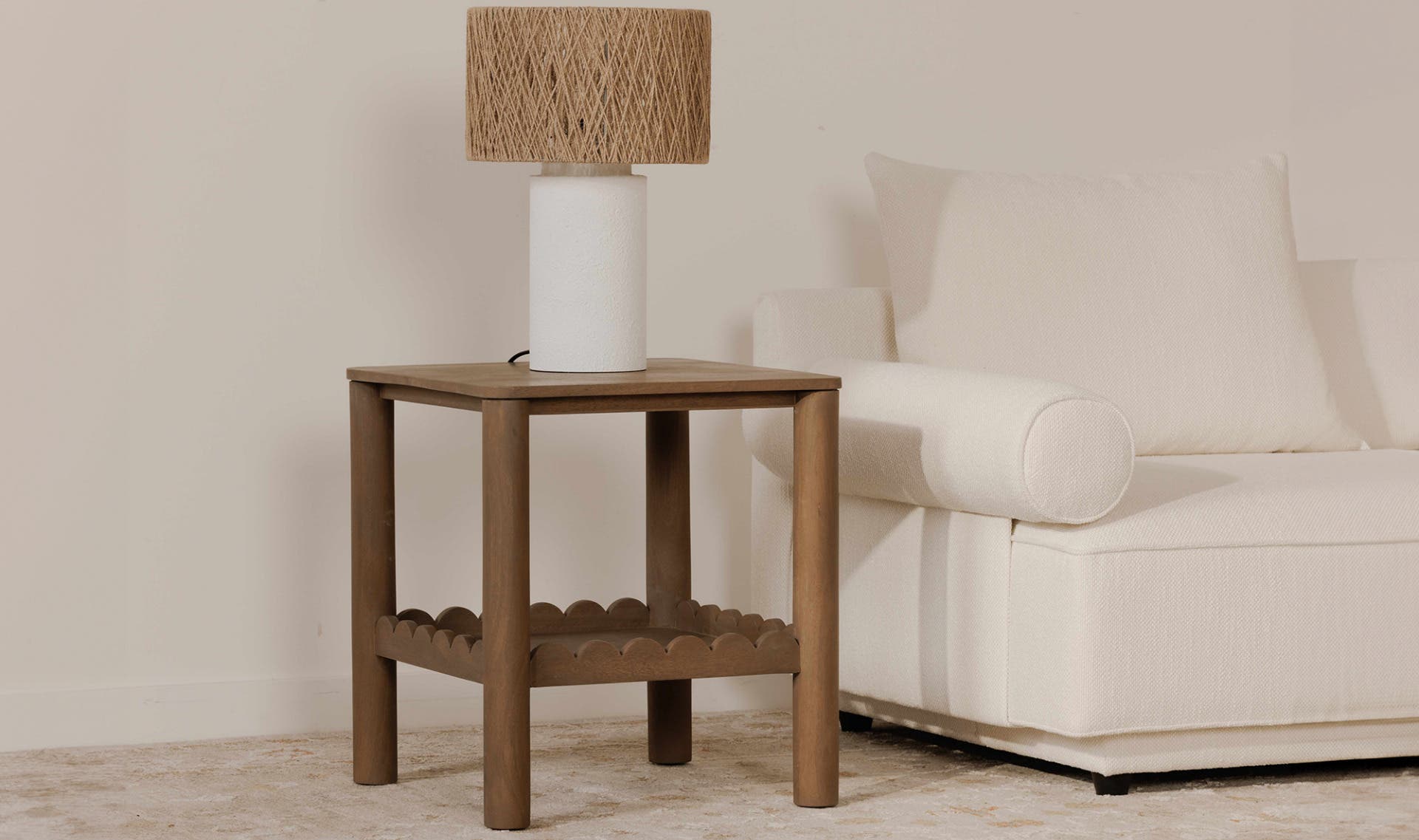 20" Vintage Brown Mango Wood Side Table