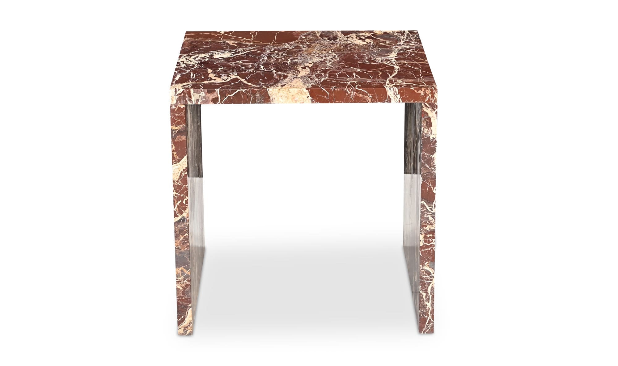20" Rosso Levanto Marble Side Table