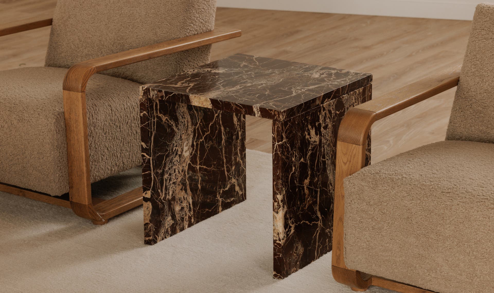 20" Rosso Levanto Marble Side Table