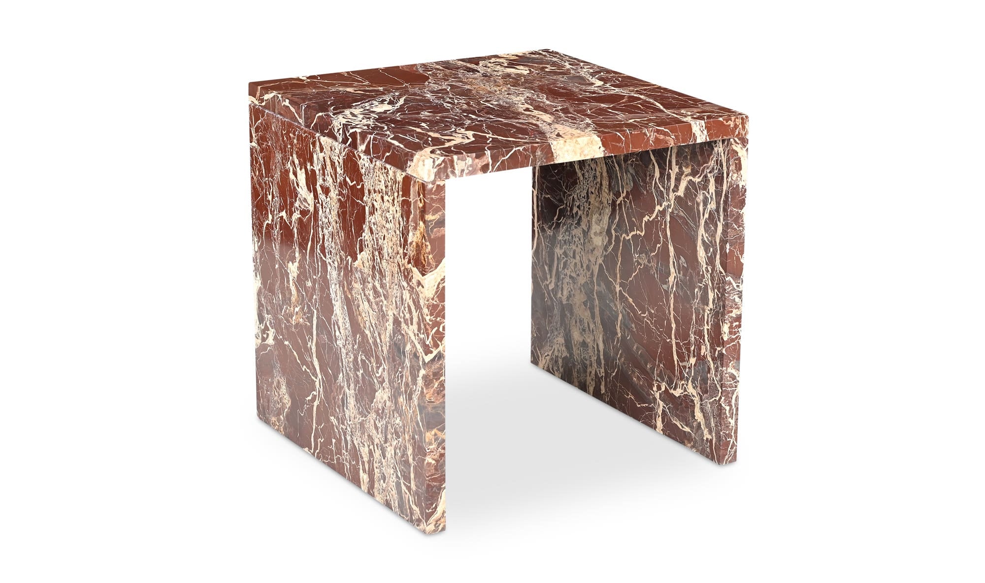 20" Rosso Levanto Marble Side Table