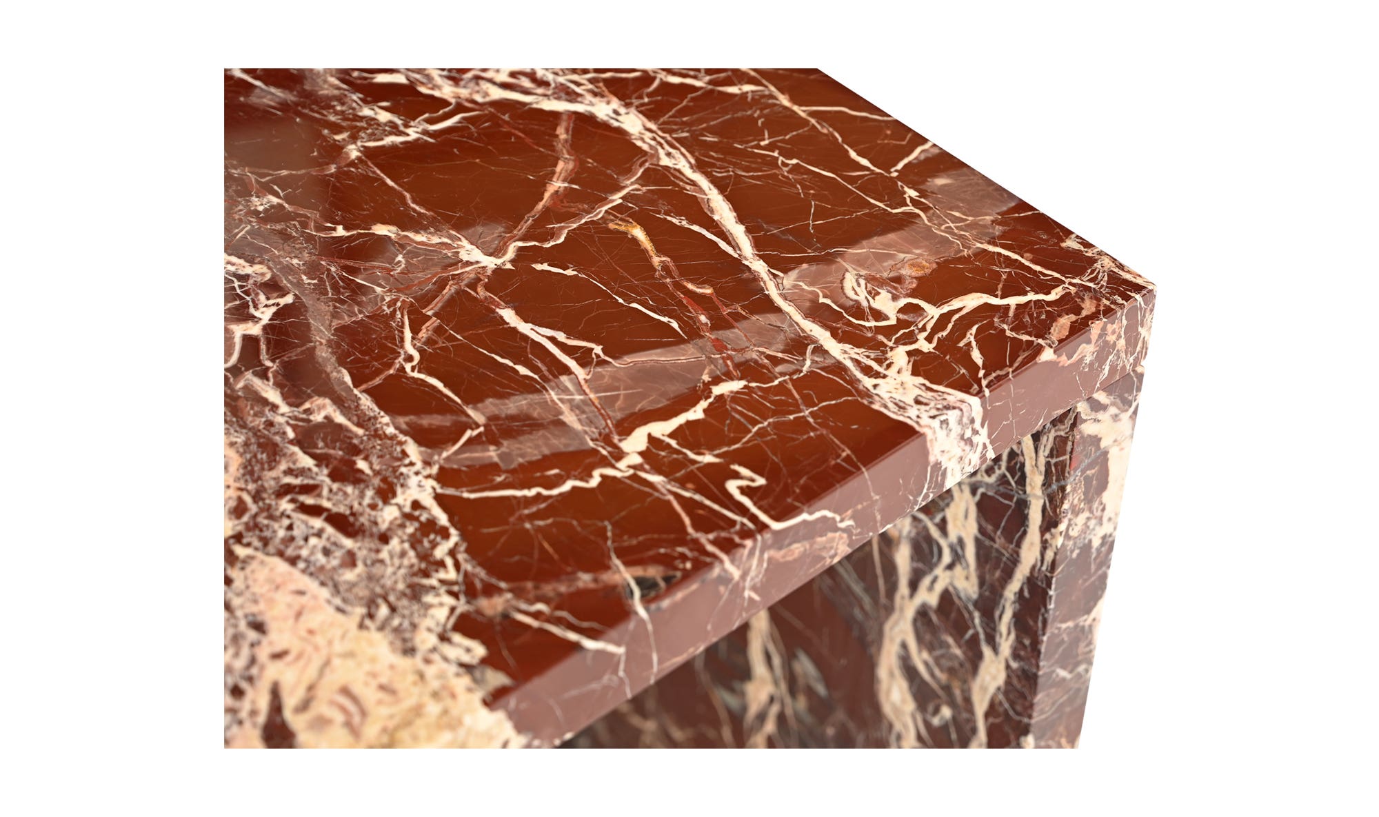 20" Rosso Levanto Marble Side Table