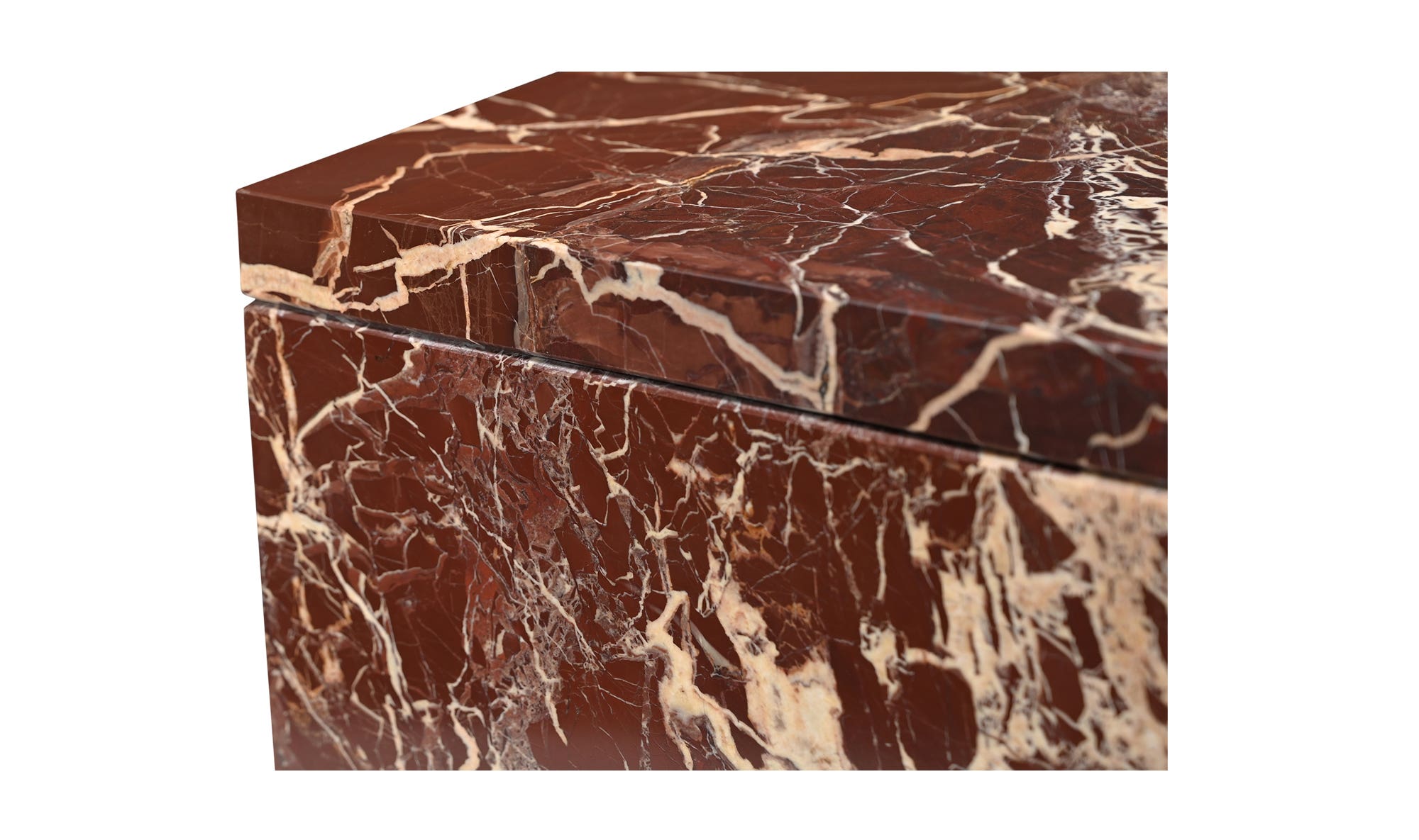 20" Rosso Levanto Marble Side Table