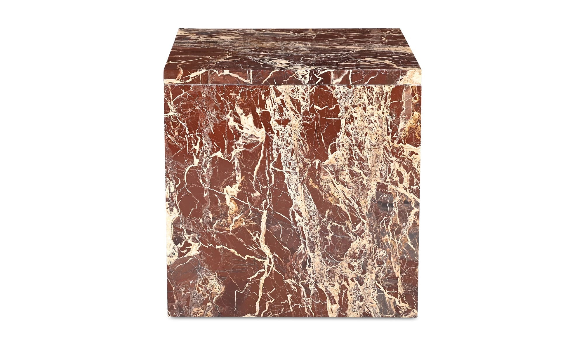 20" Rosso Levanto Marble Side Table