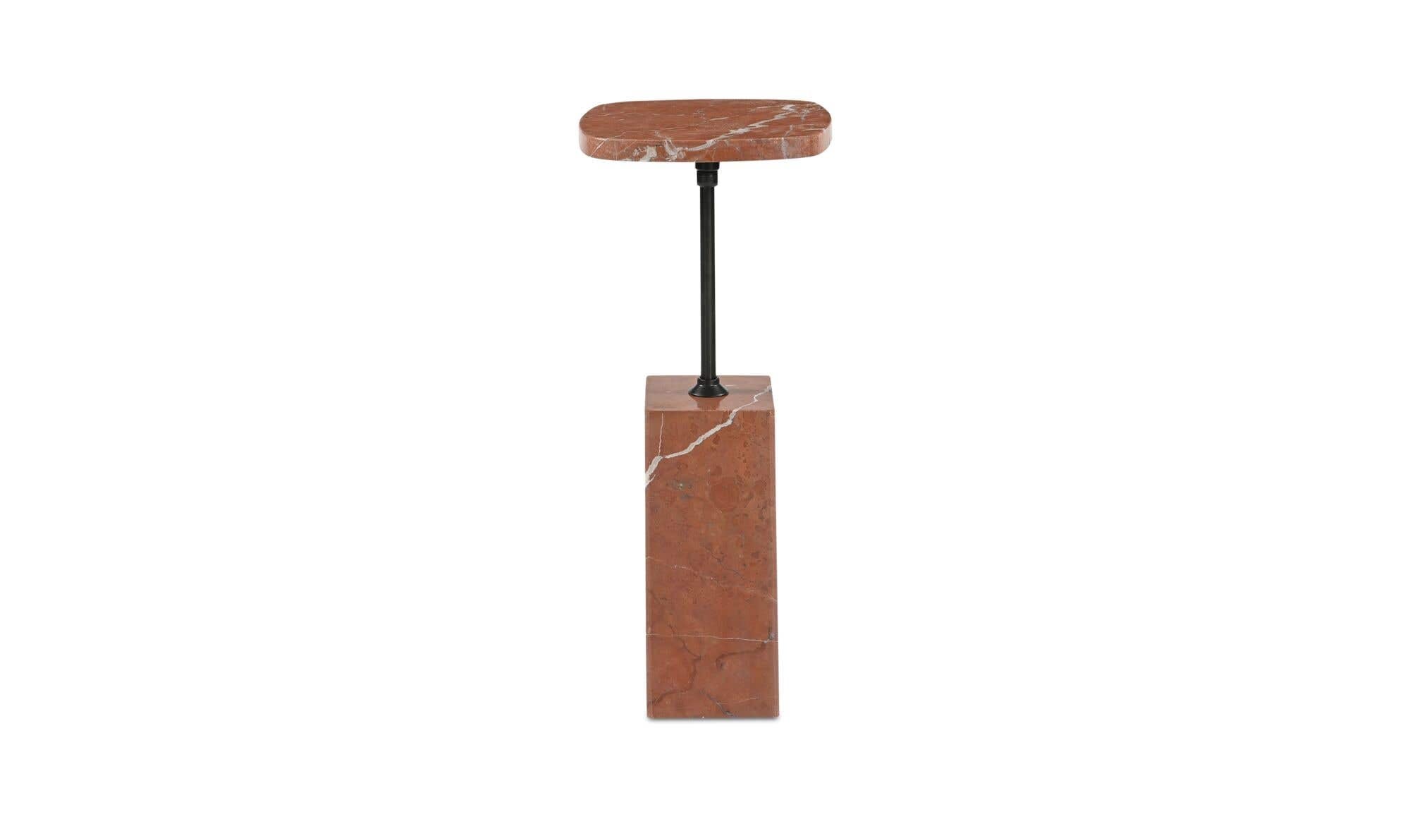 9" Rosso Alicante Marble Side Table