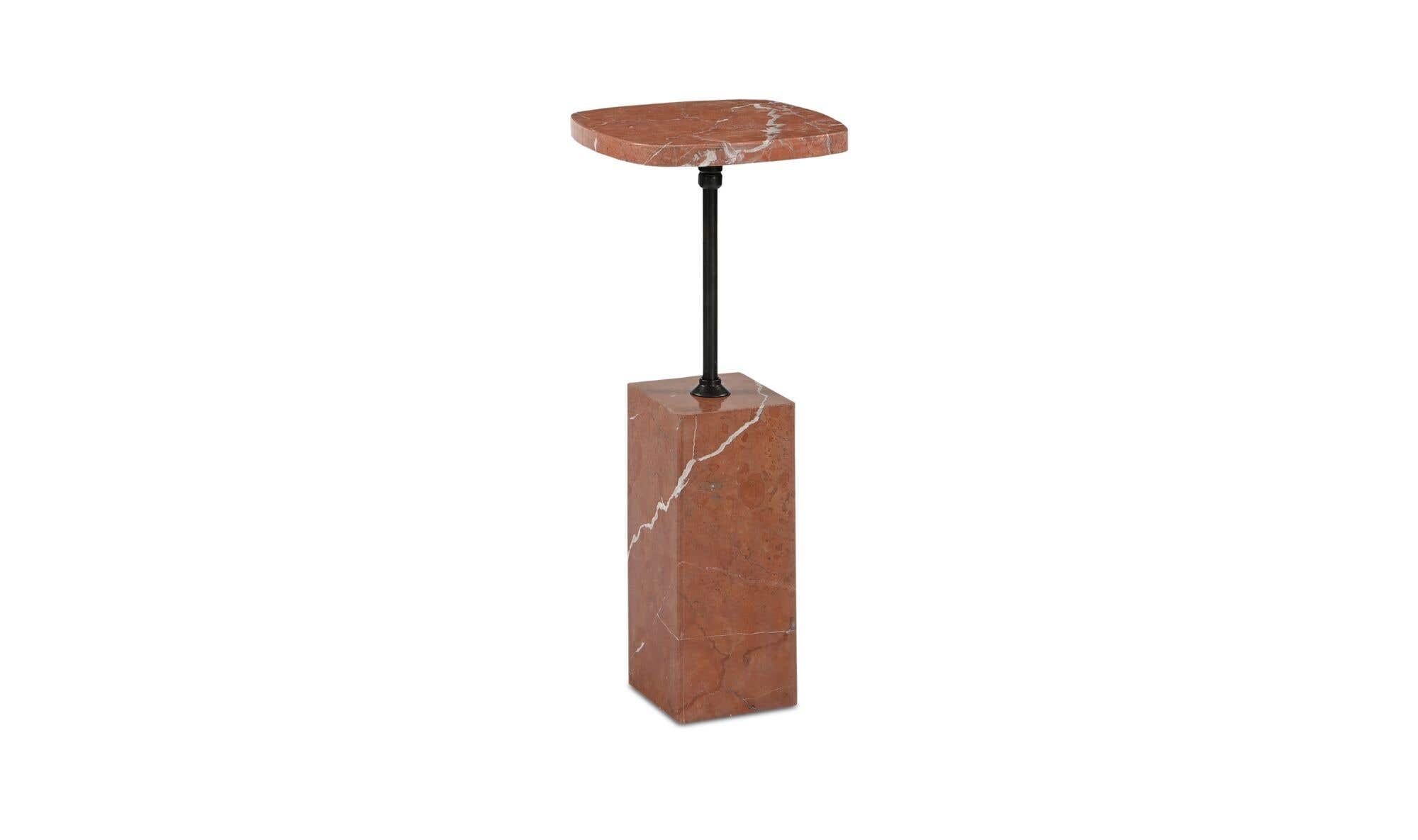 9" Rosso Alicante Marble Side Table