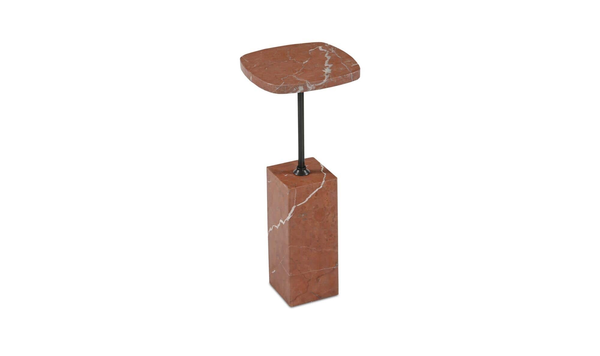 9" Rosso Alicante Marble Side Table