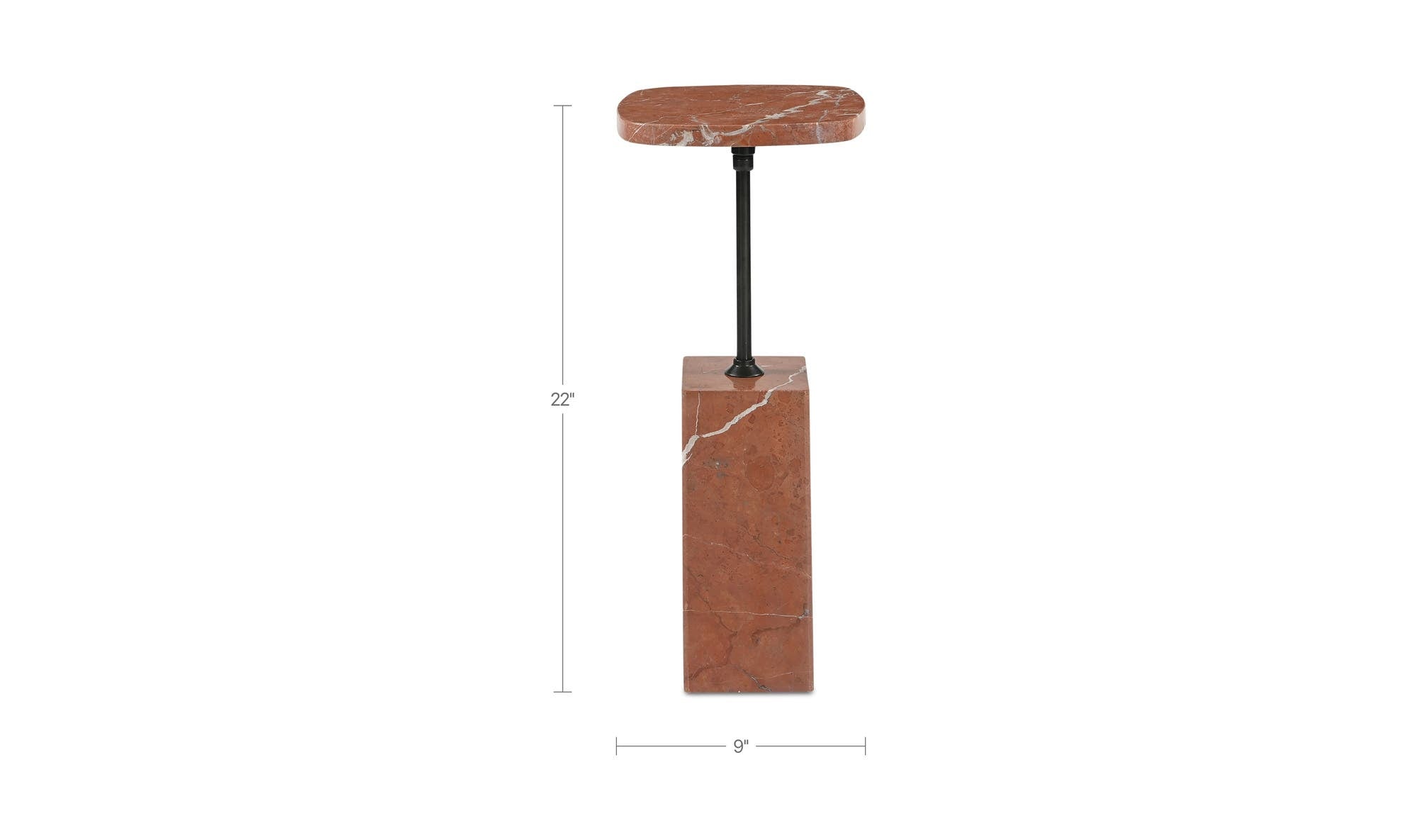 9" Rosso Alicante Marble Side Table