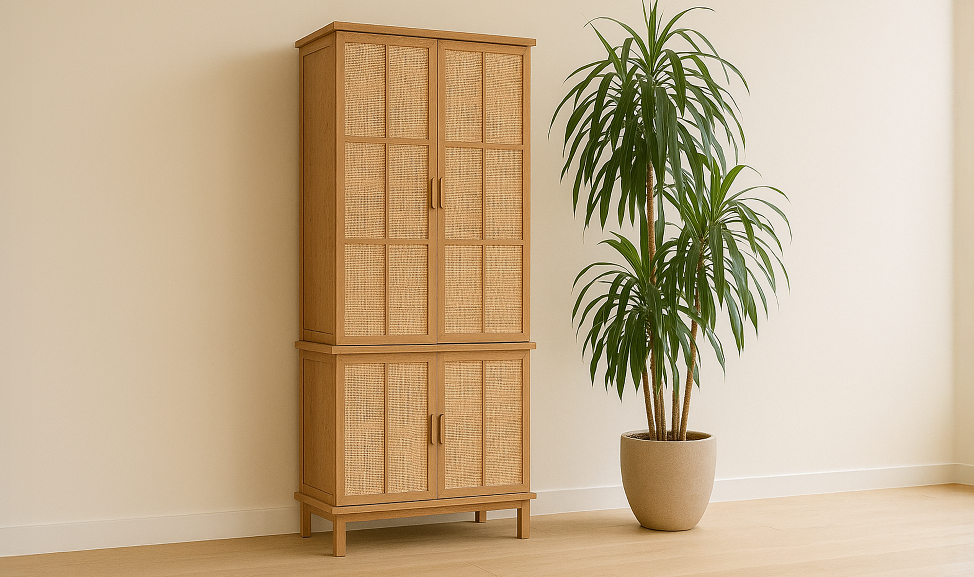 38" Natural Solid Oak Tall Cabinet
