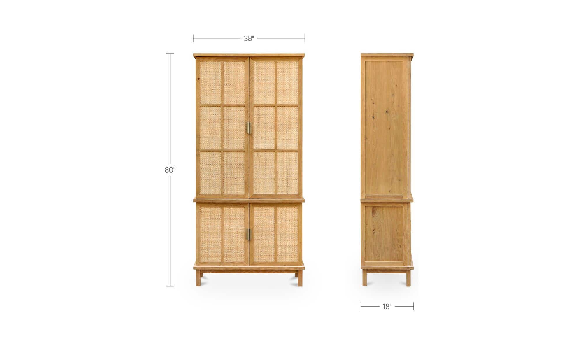38" Natural Solid Oak Tall Cabinet