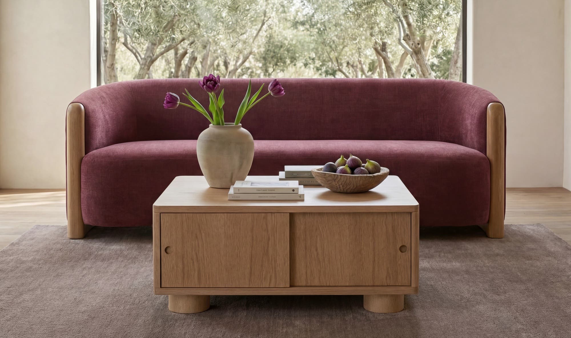 35" Natural Solid Oak Coffee Table