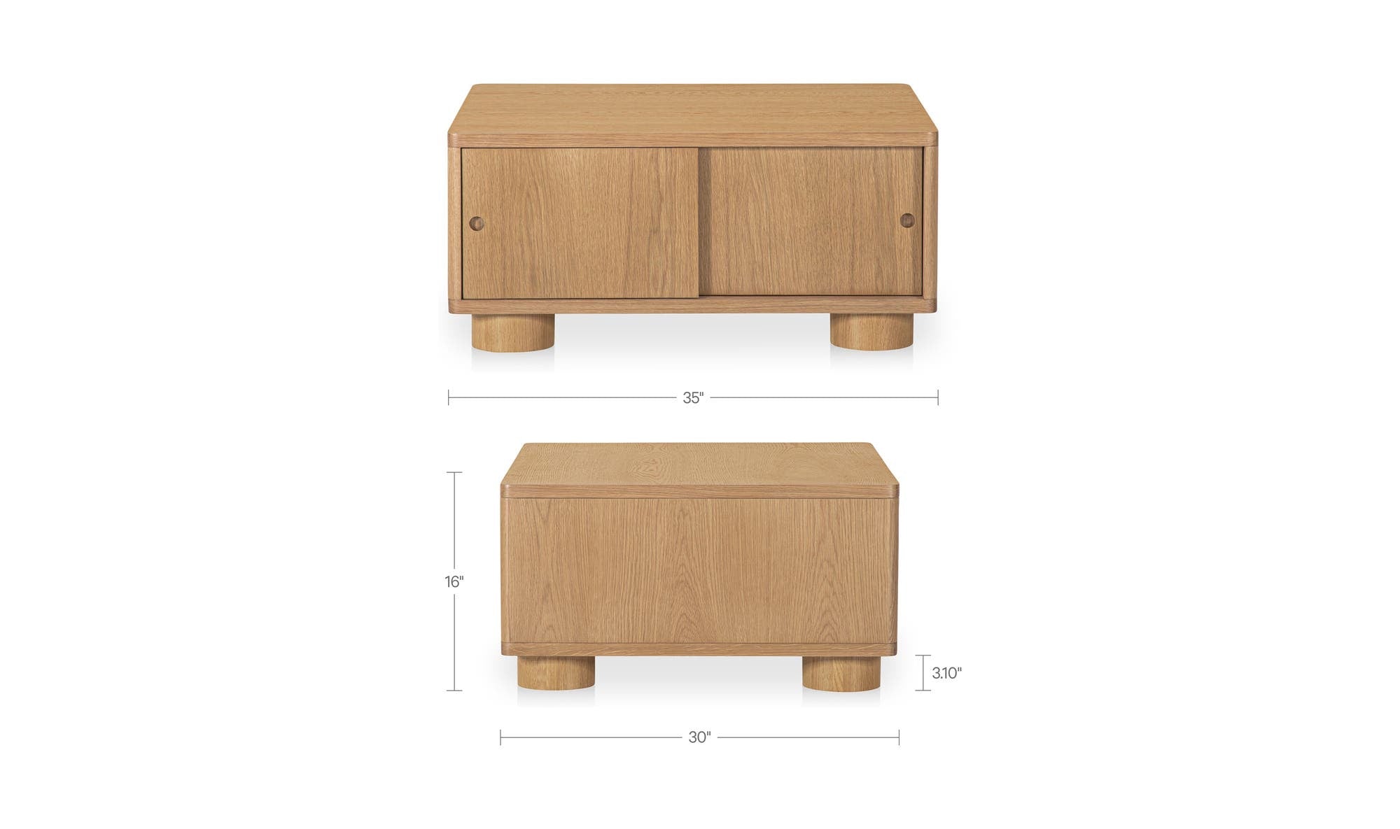 35" Natural Solid Oak Coffee Table