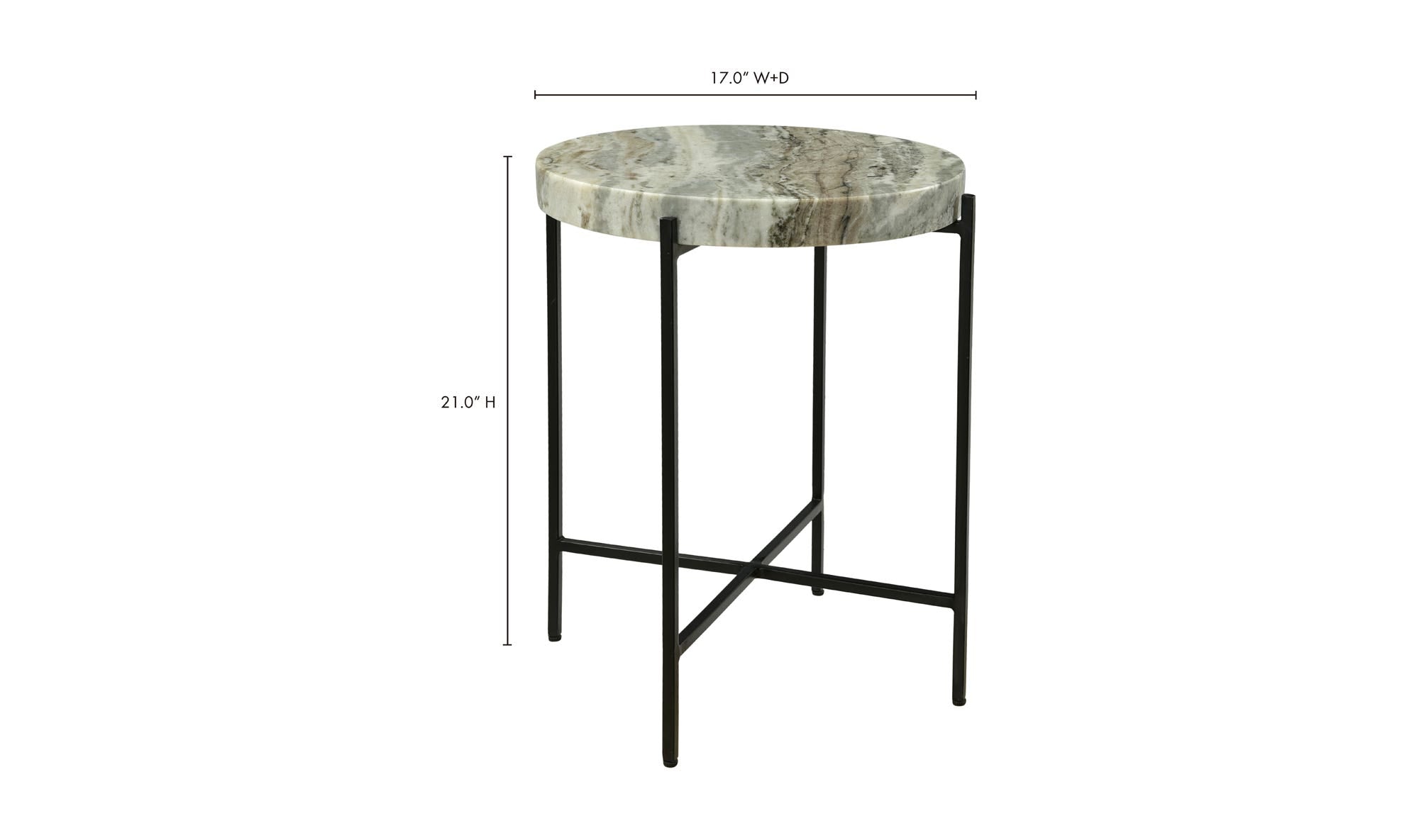 18" Light Brown Marble Side Table