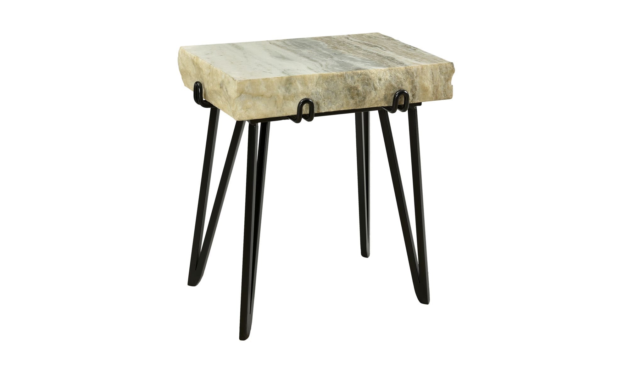 19" Light Brown Marble Side Table