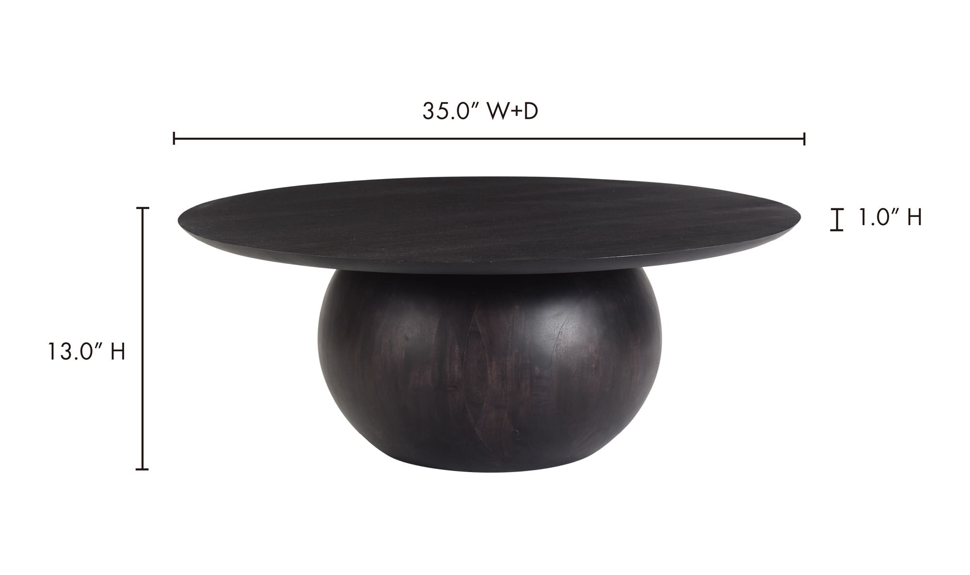 35" Black Acacia Coffee Table
