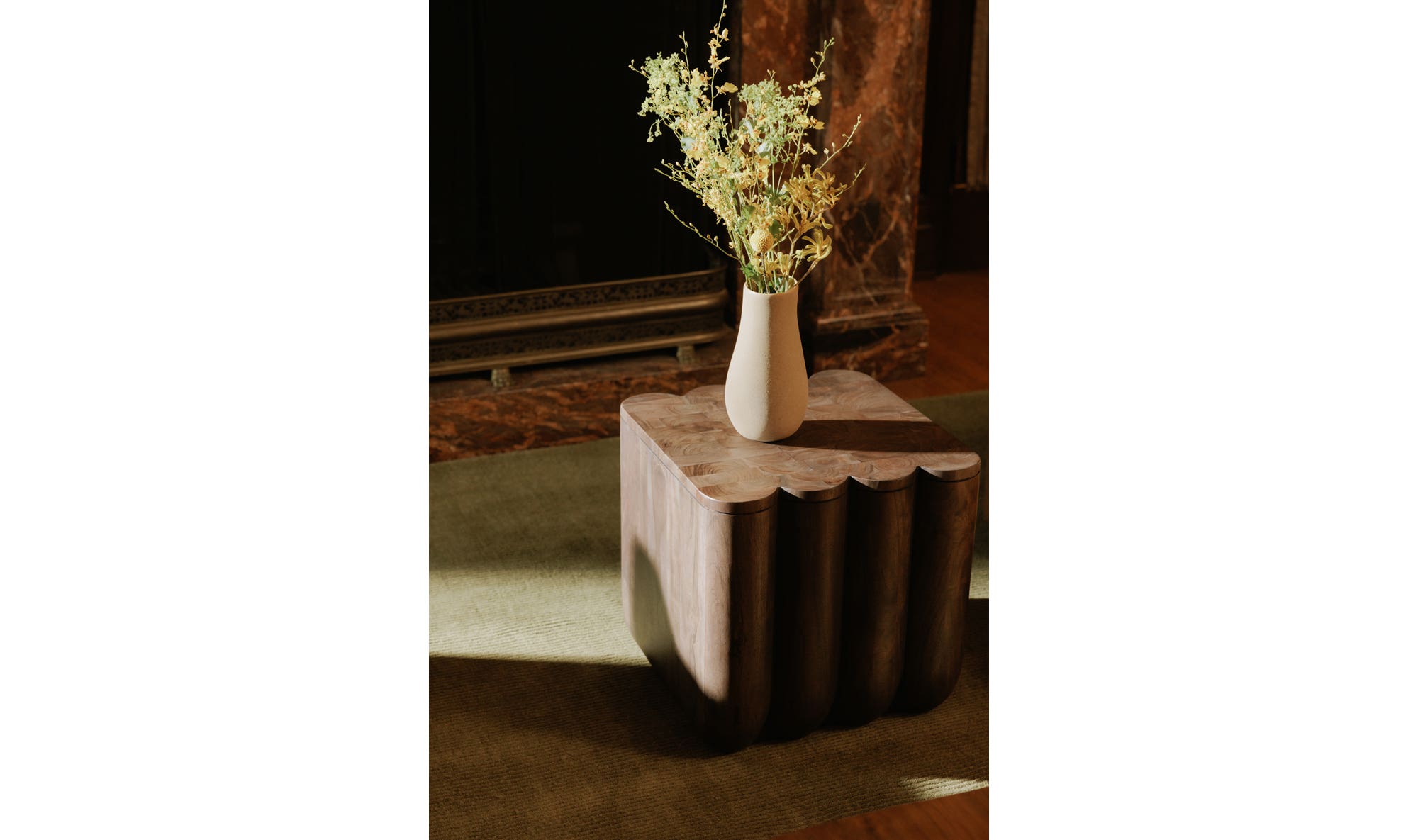 18" Espresso Brown Acacia Side Table
