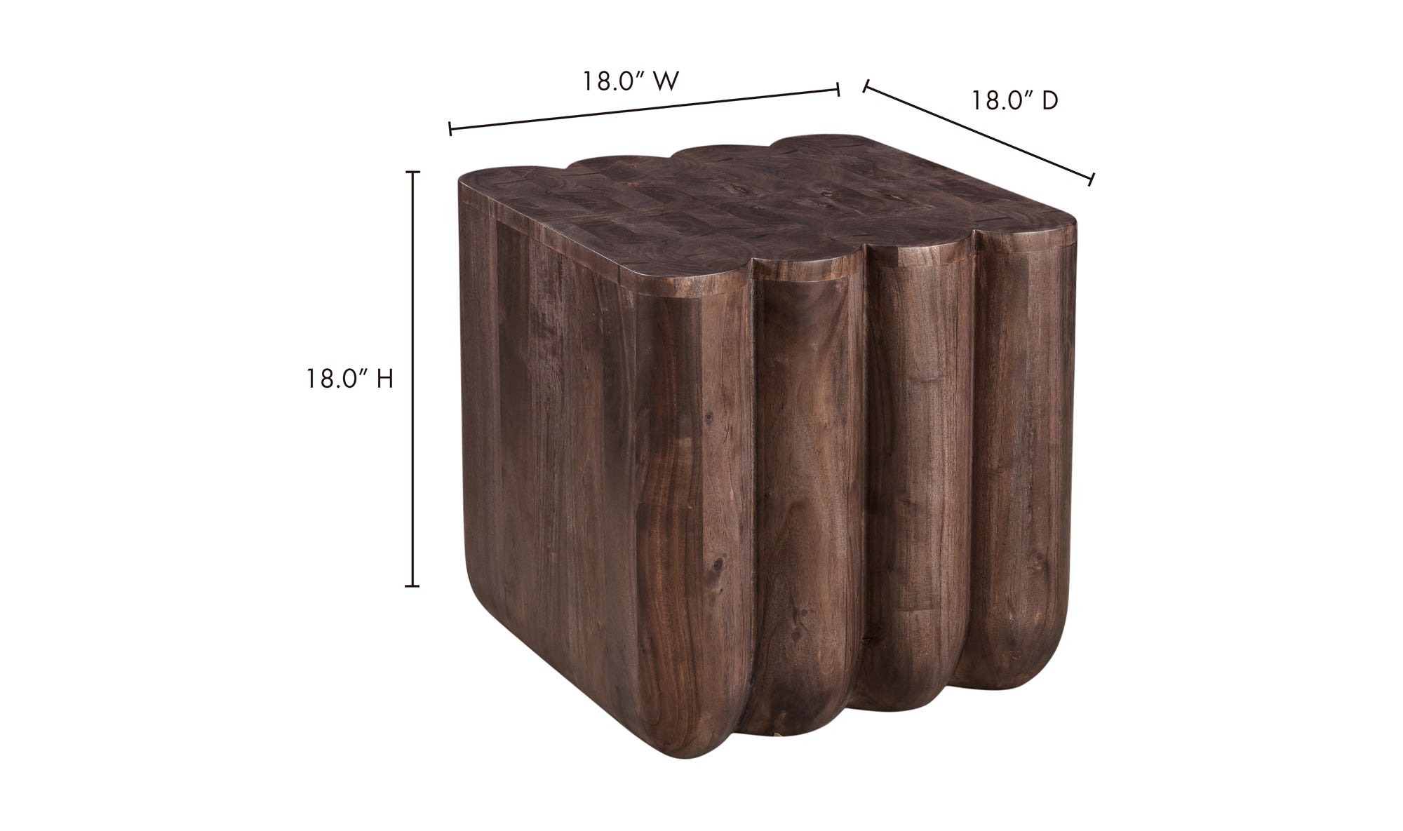 18" Espresso Brown Acacia Side Table