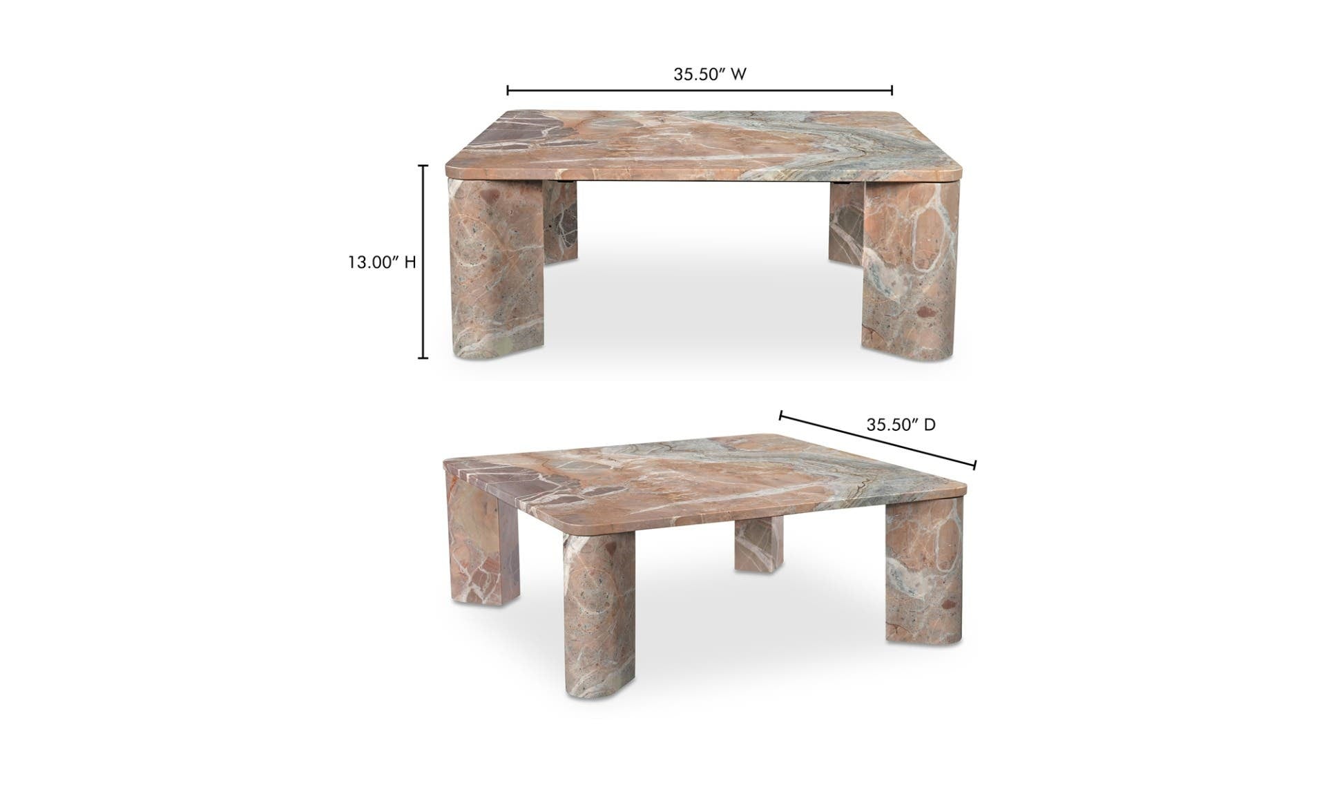 35.5" Orange Lavante Marble Coffee Table