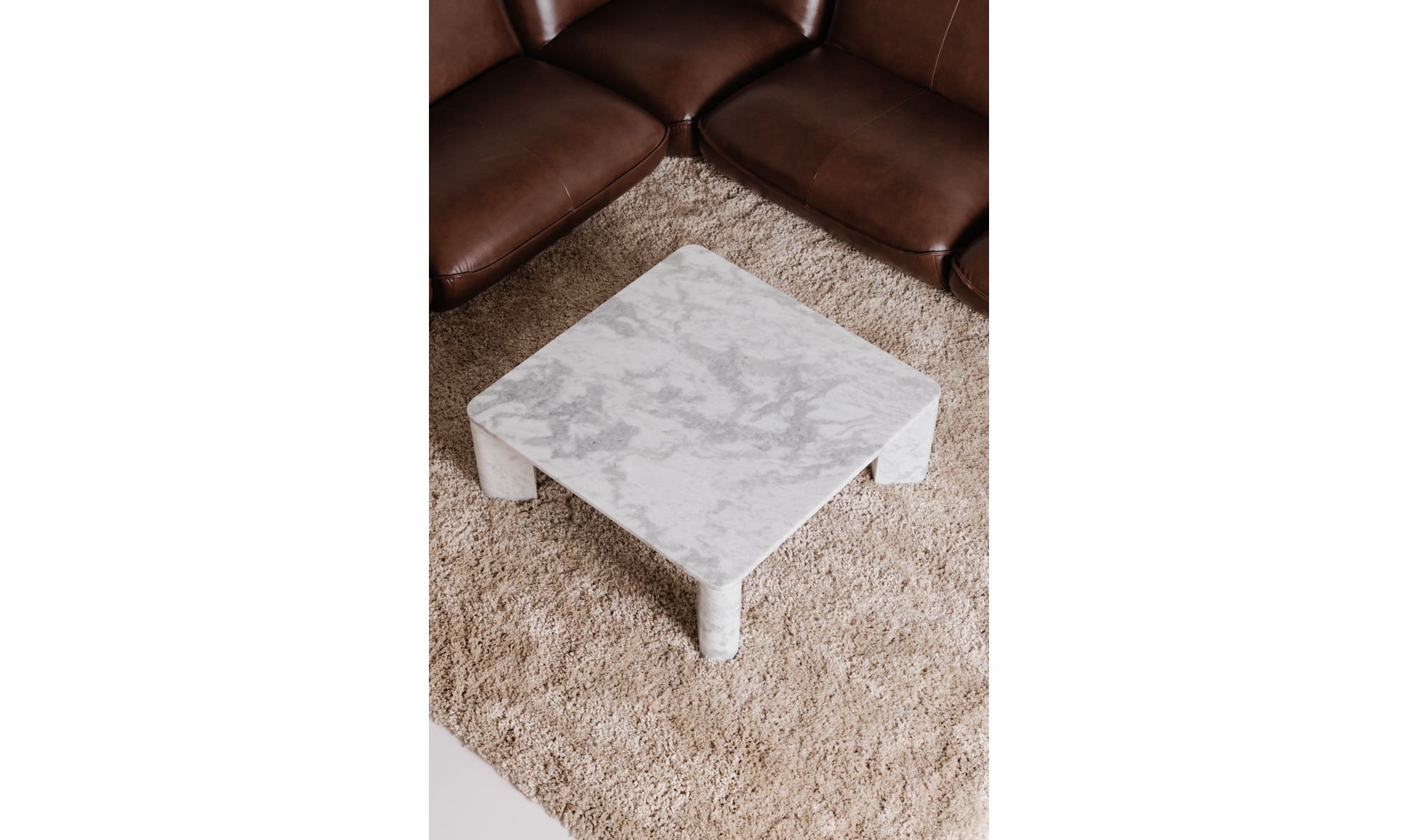 35.5" Ashen Grey Marble Coffee Table