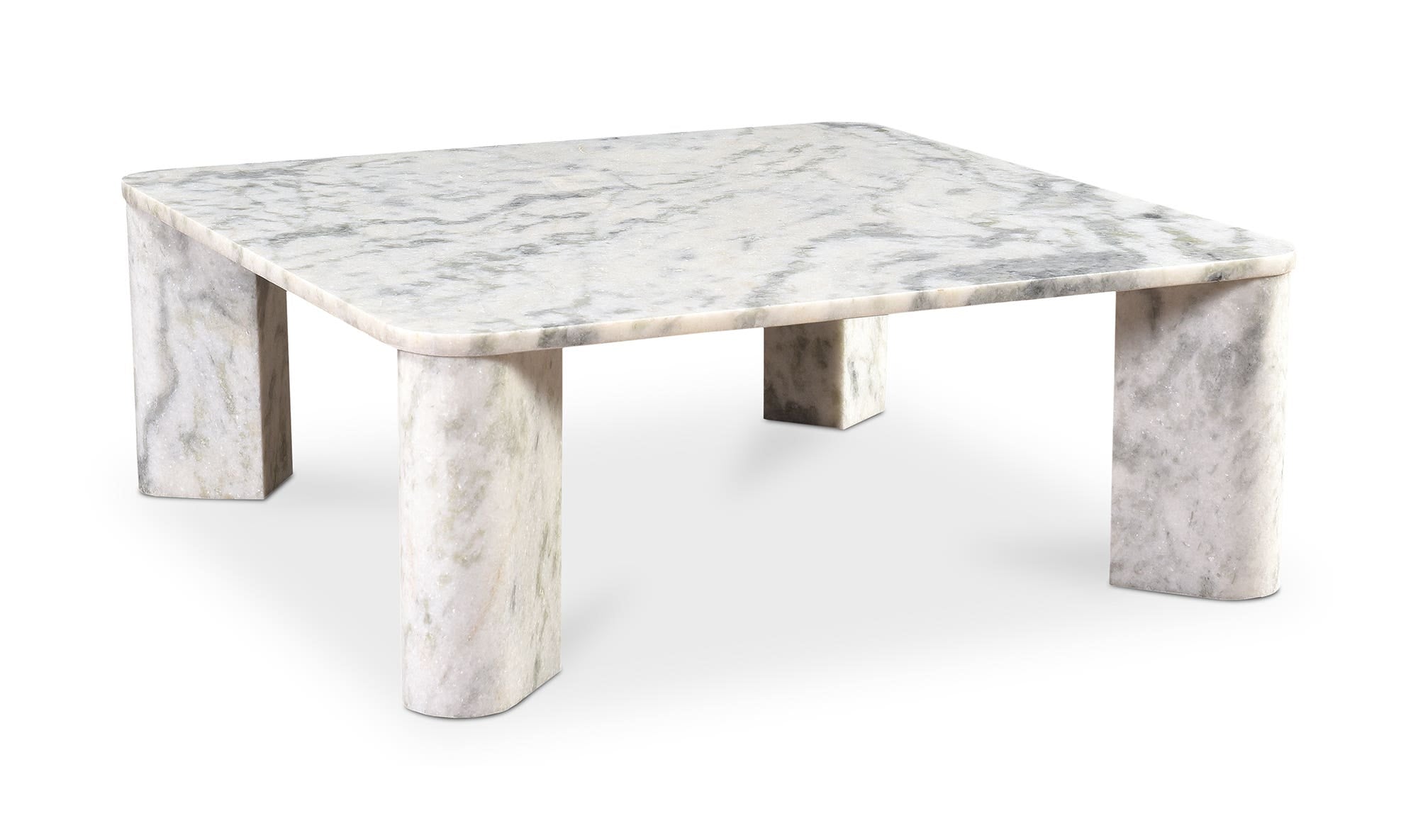 35.5" Ashen Grey Marble Coffee Table