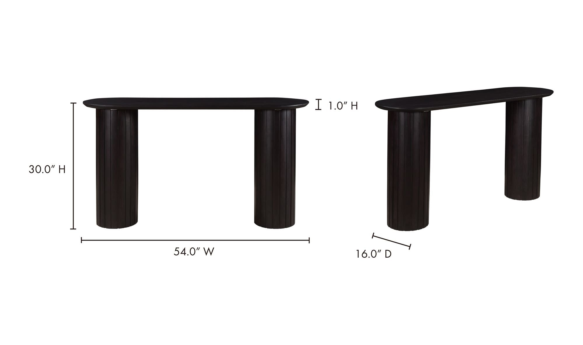 54" Black Acacia Console Table