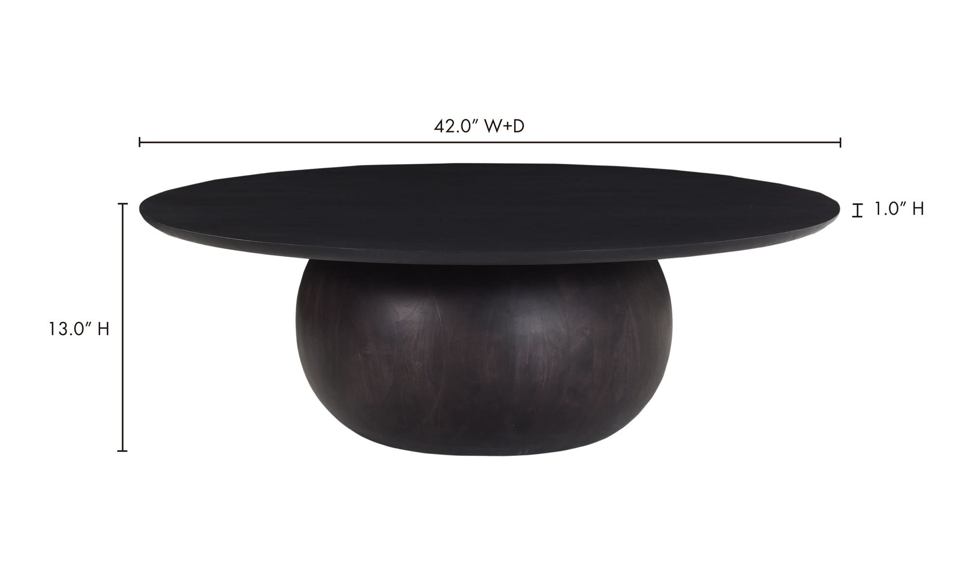 42" Black Acacia Coffee Table