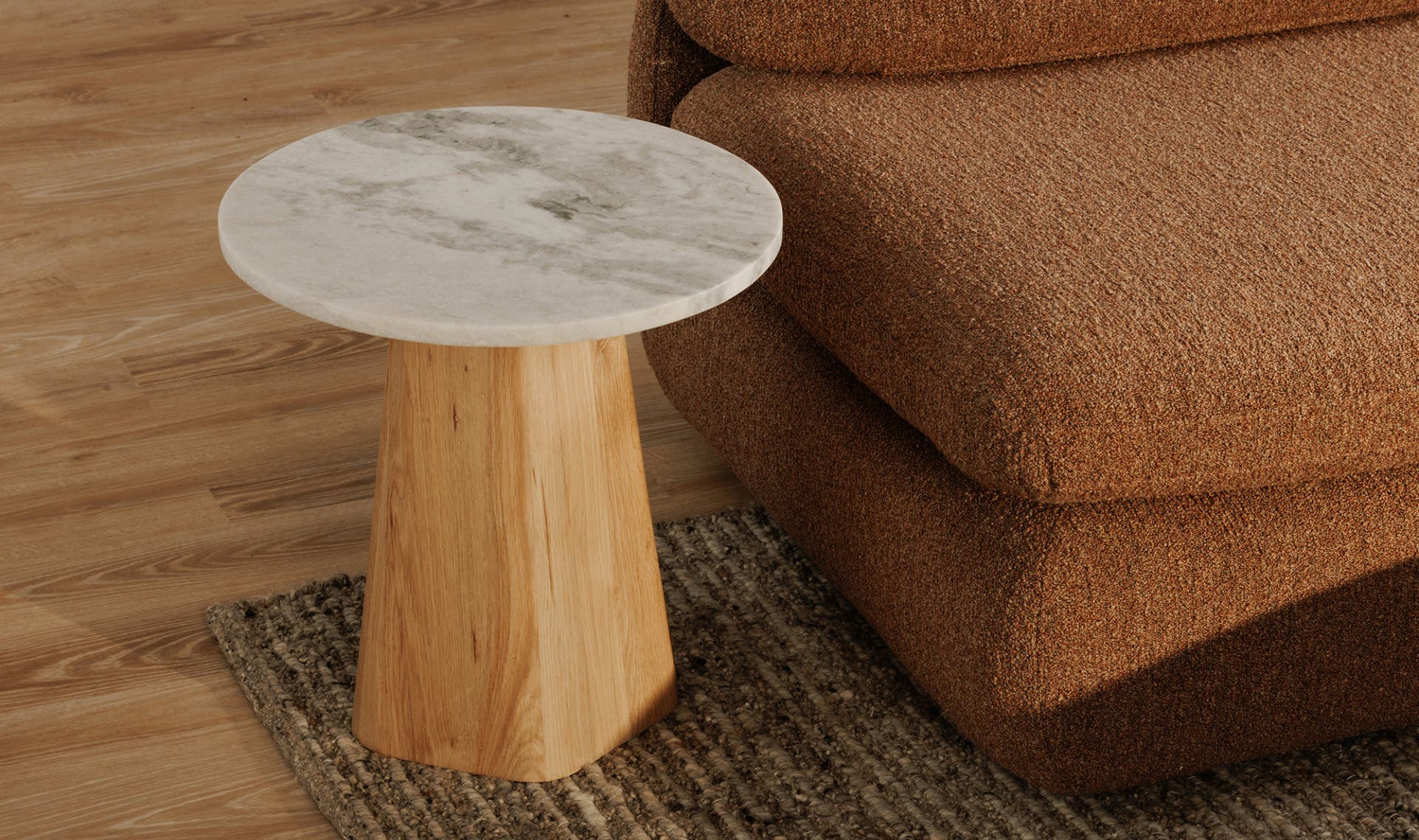 20" White Marble Side Table