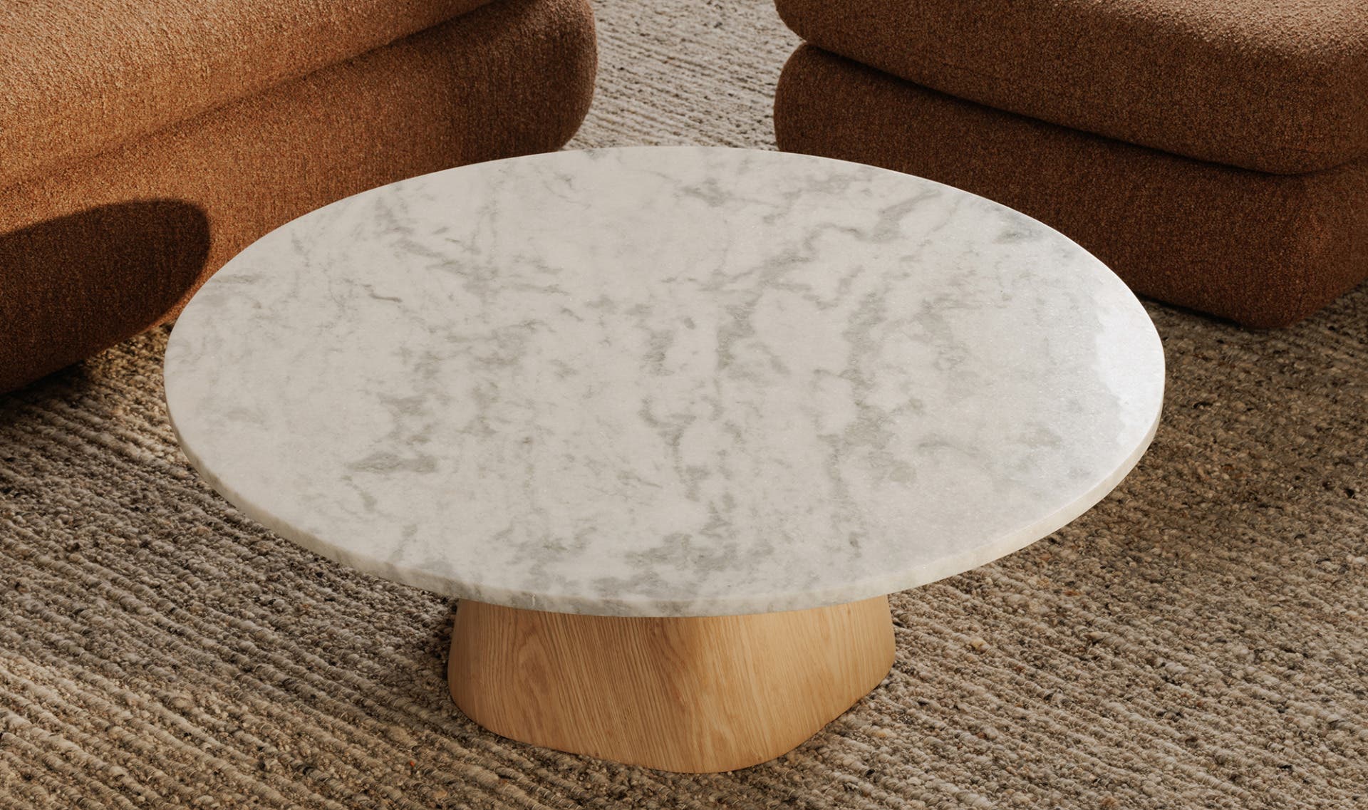 42" White Marble Coffee Table