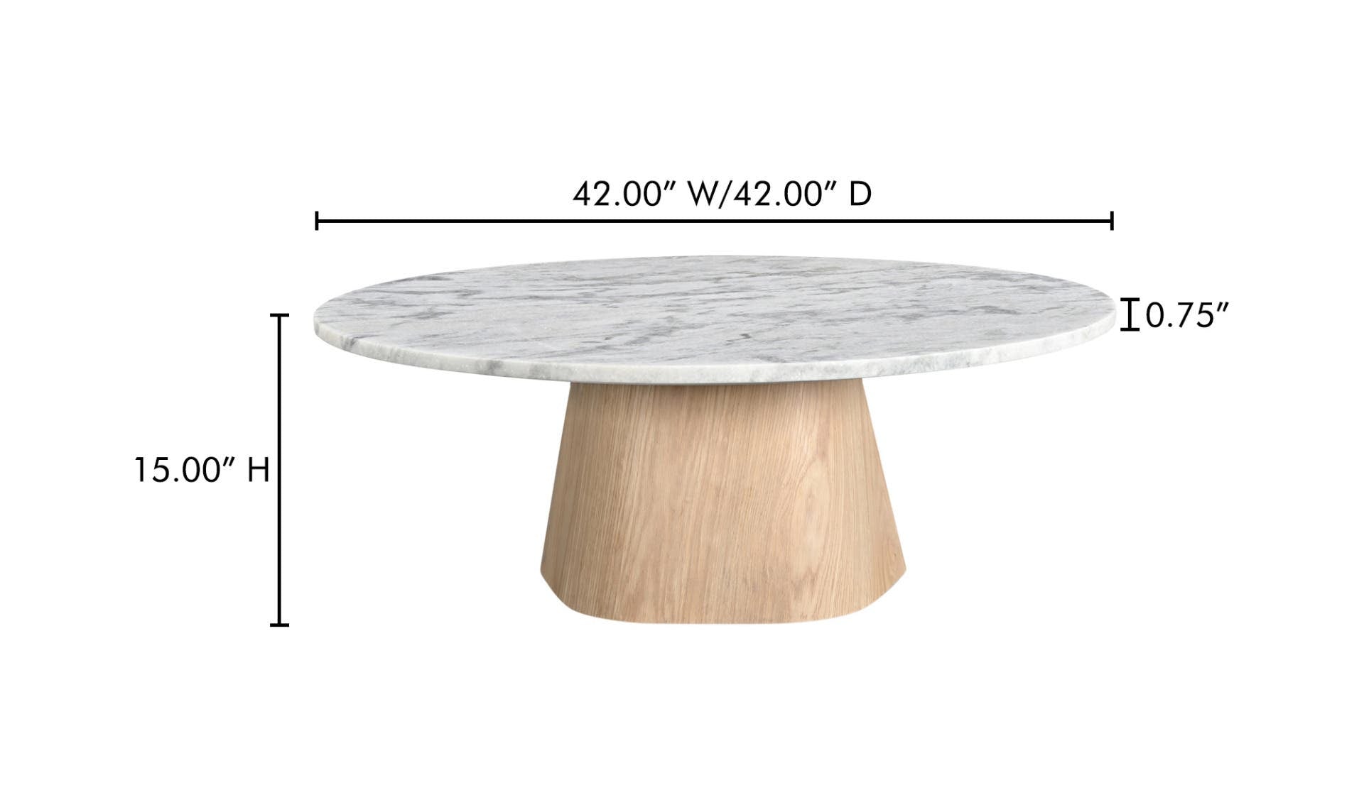 42" White Marble Coffee Table