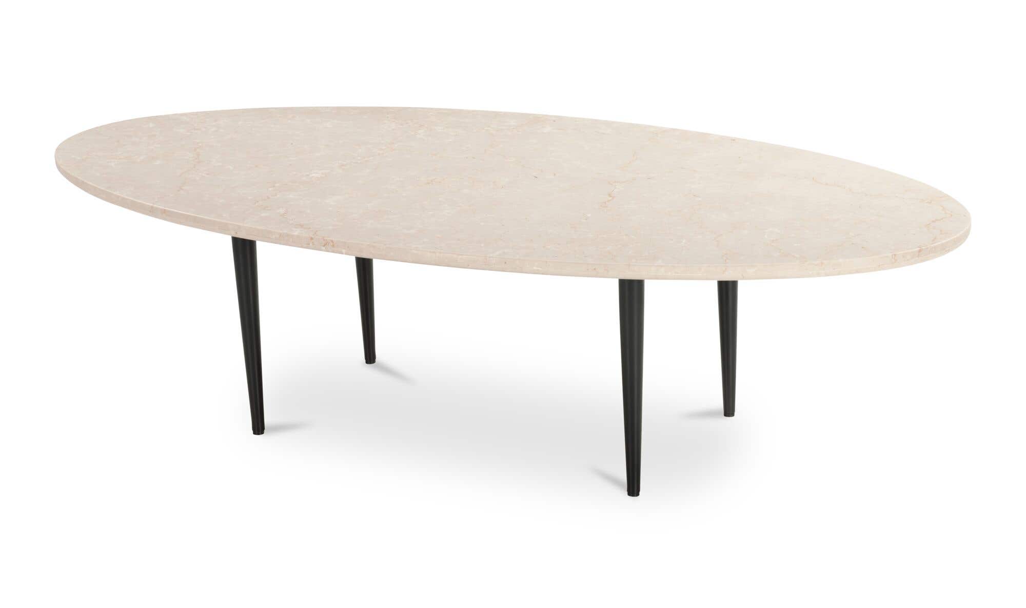 59" Botticino Beige Marble Coffee Table