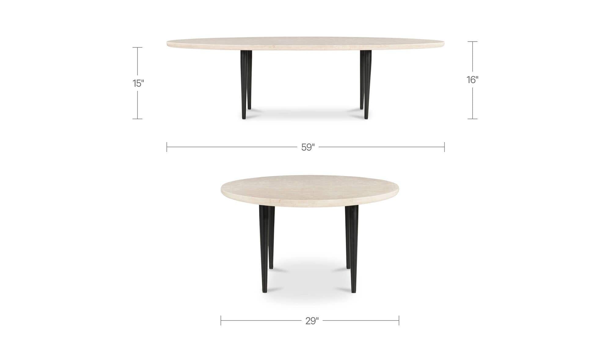 59" Botticino Beige Marble Coffee Table