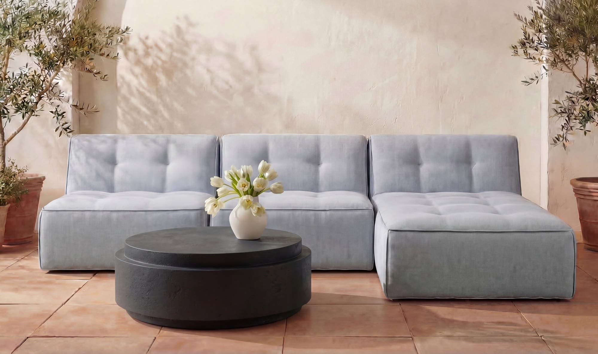 48" Black Concrete Coffee Table