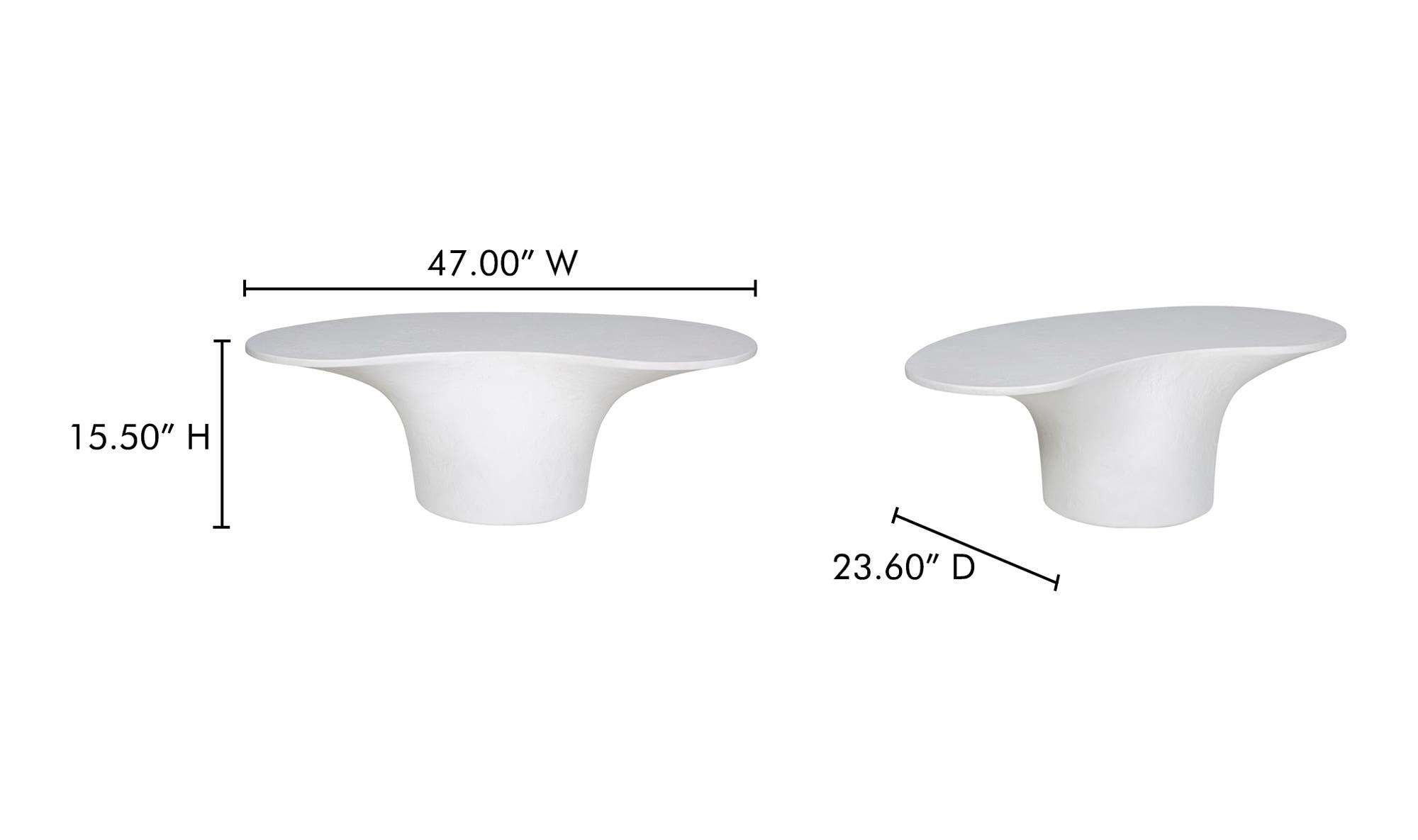 47" White Concrete Outdoor Coffee Table