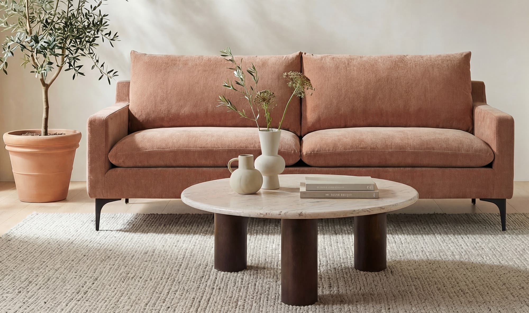 80" Pink Upholstered Sofa