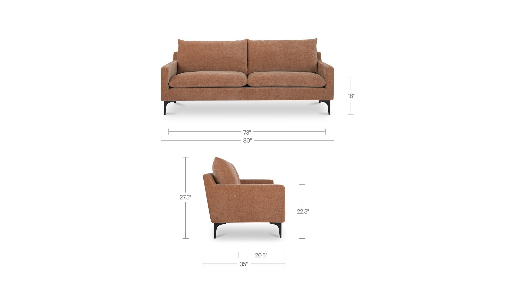 80" Pink Upholstered Sofa