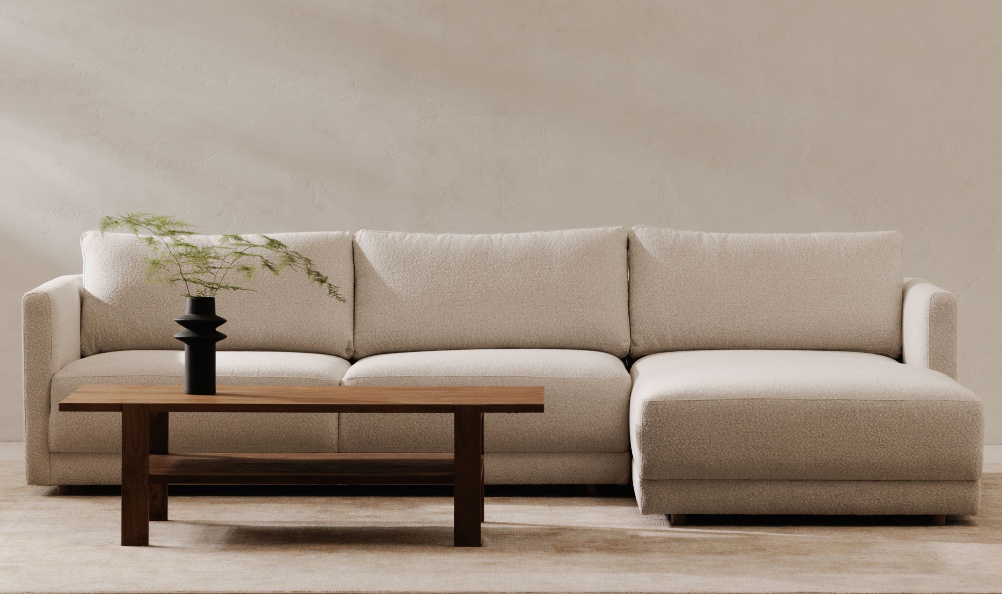 115.5" Oyster Upholstered Right Facing Sectional