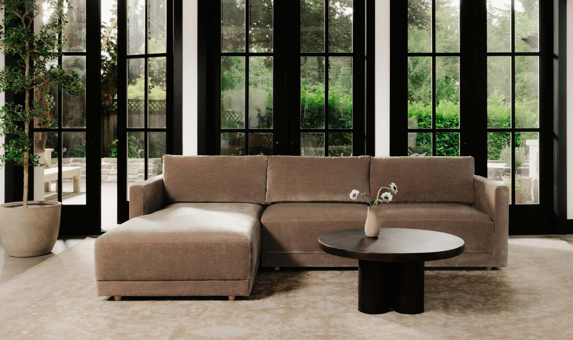 115.5" Camel Upholstered Left Facing Sectional