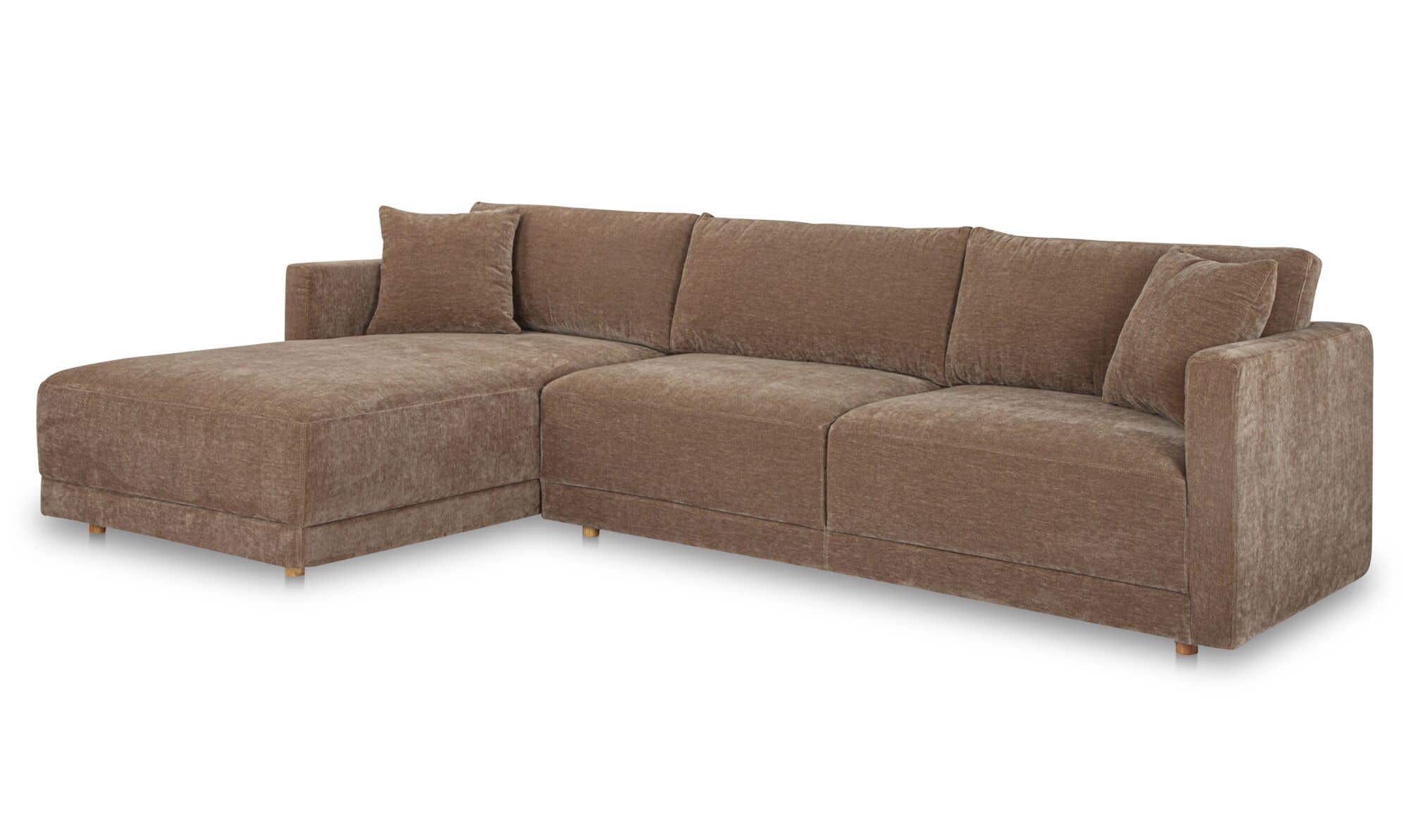 115.5" Camel Upholstered Left Facing Sectional