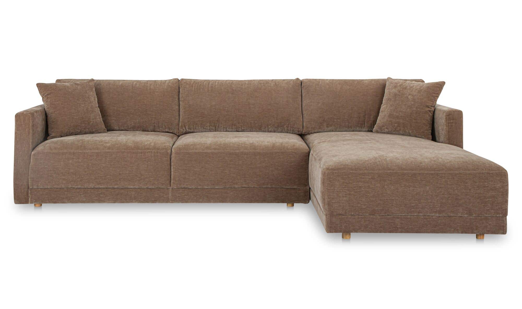 115.5" Camel Upholstered Right Facing Sectional