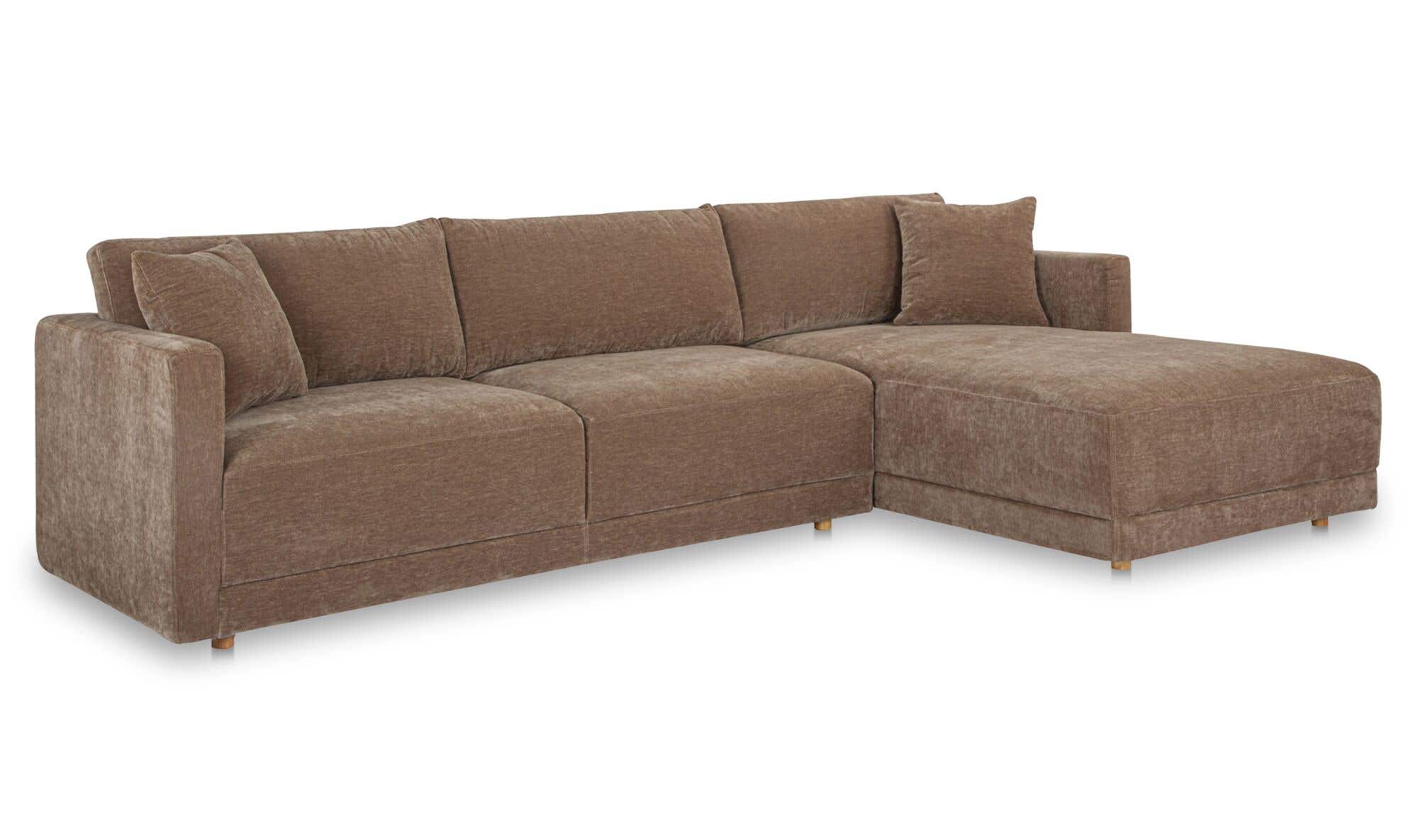 115.5" Camel Upholstered Right Facing Sectional
