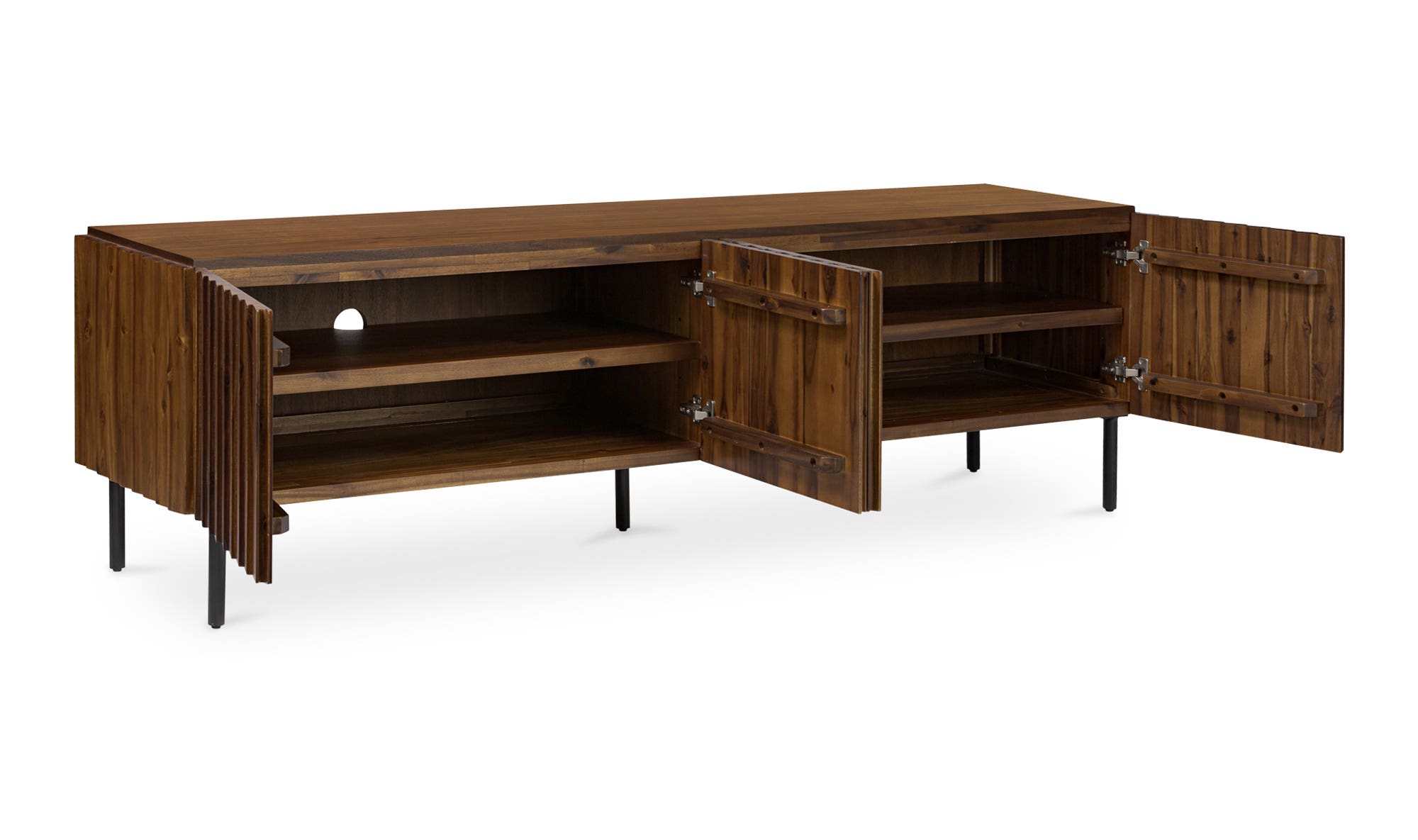 74" Brown Acacia Cabinet