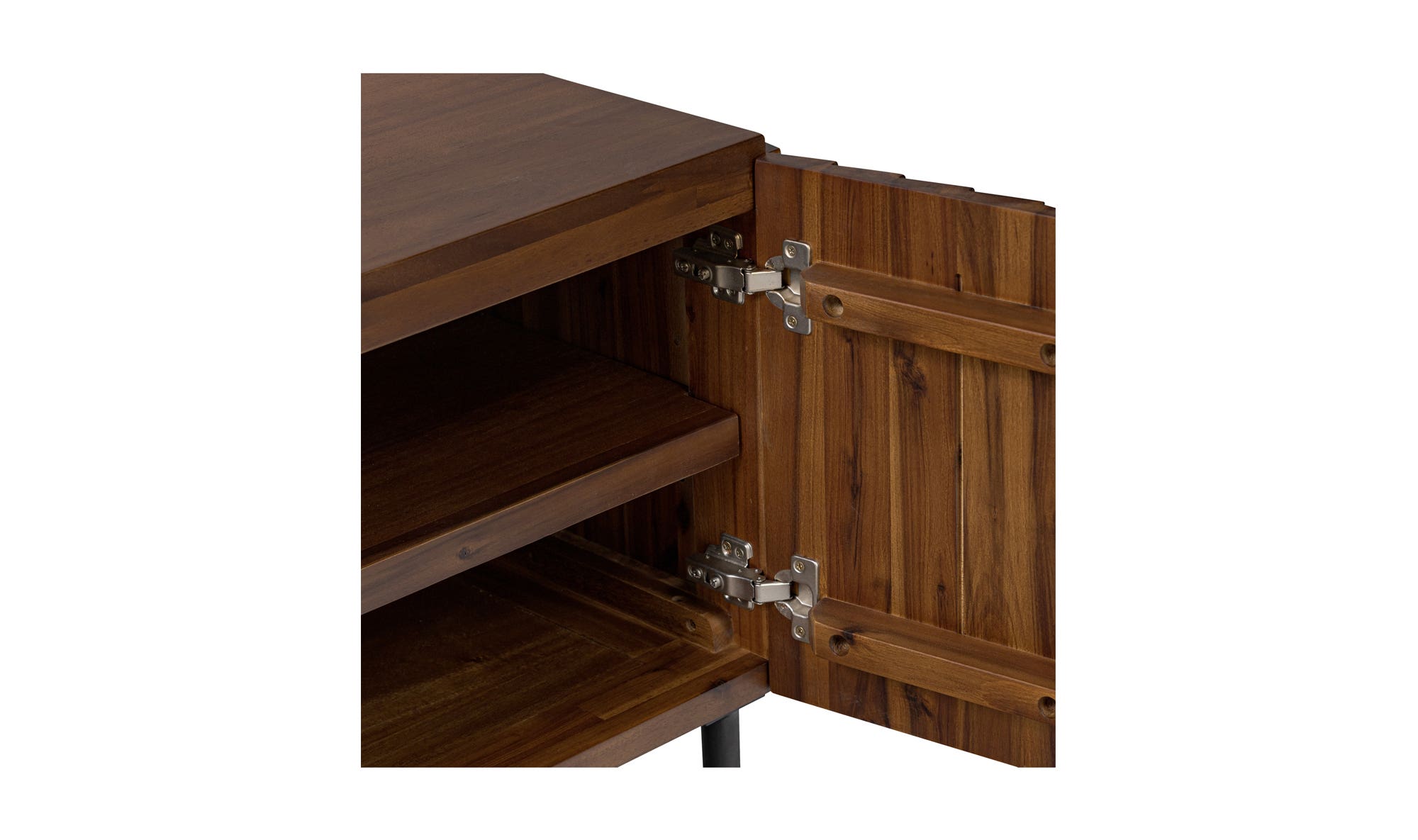 74" Brown Acacia Cabinet