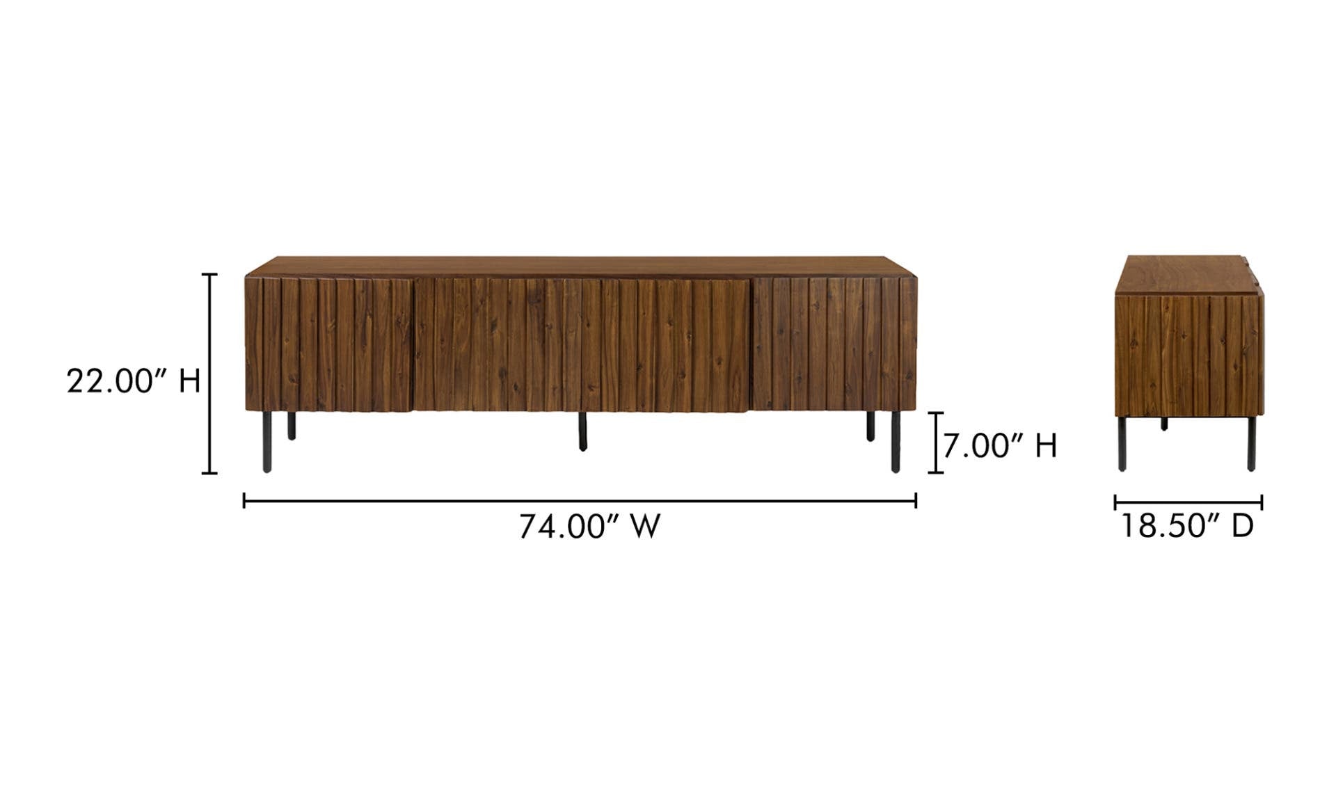 74" Brown Acacia Cabinet