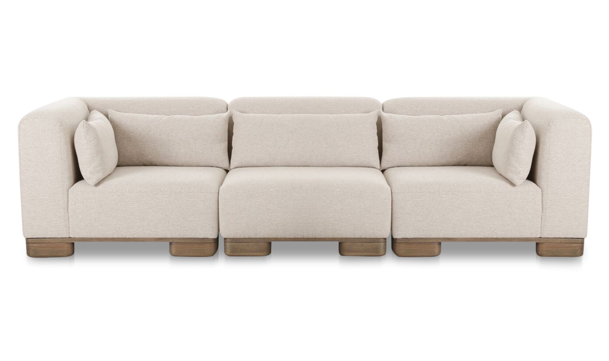 115" Oatmeal Upholstered Modular Sofa