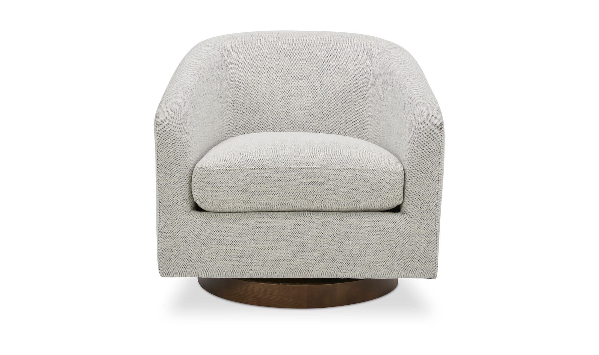 31" Splashed White Upholstered Swivel Accent Chair