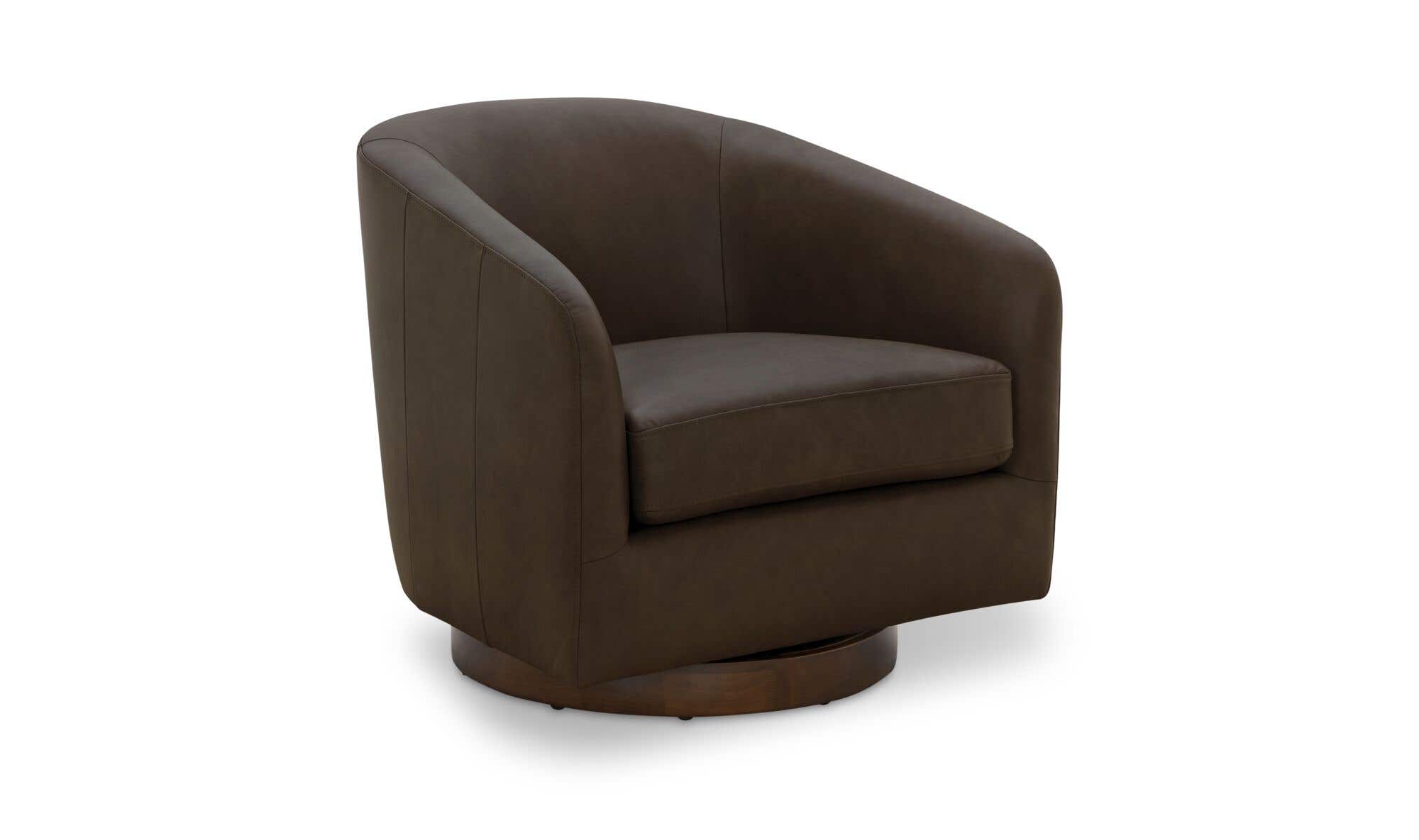 31.1" Taupe Leather Swivel Accent Chair