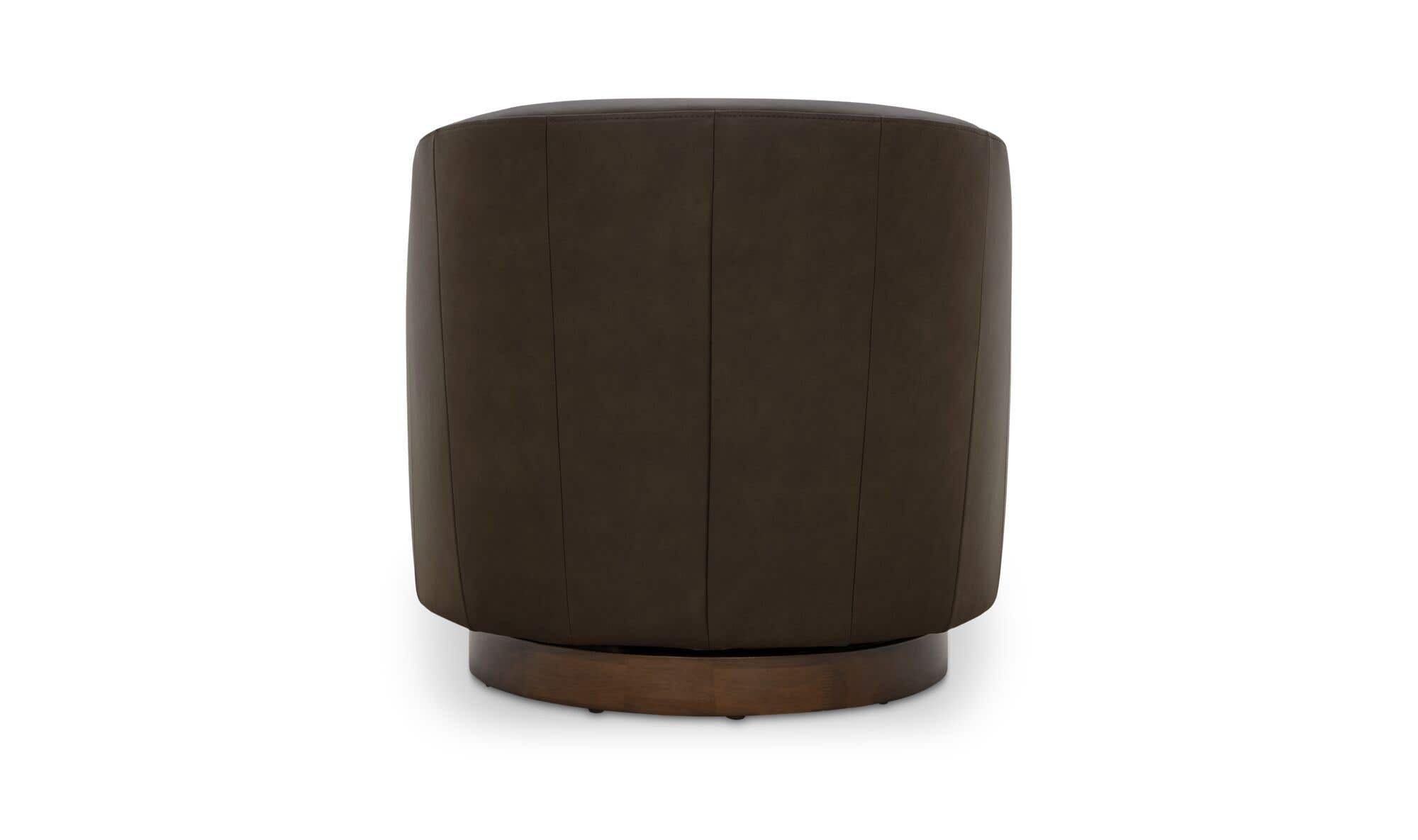 31.1" Taupe Leather Swivel Accent Chair