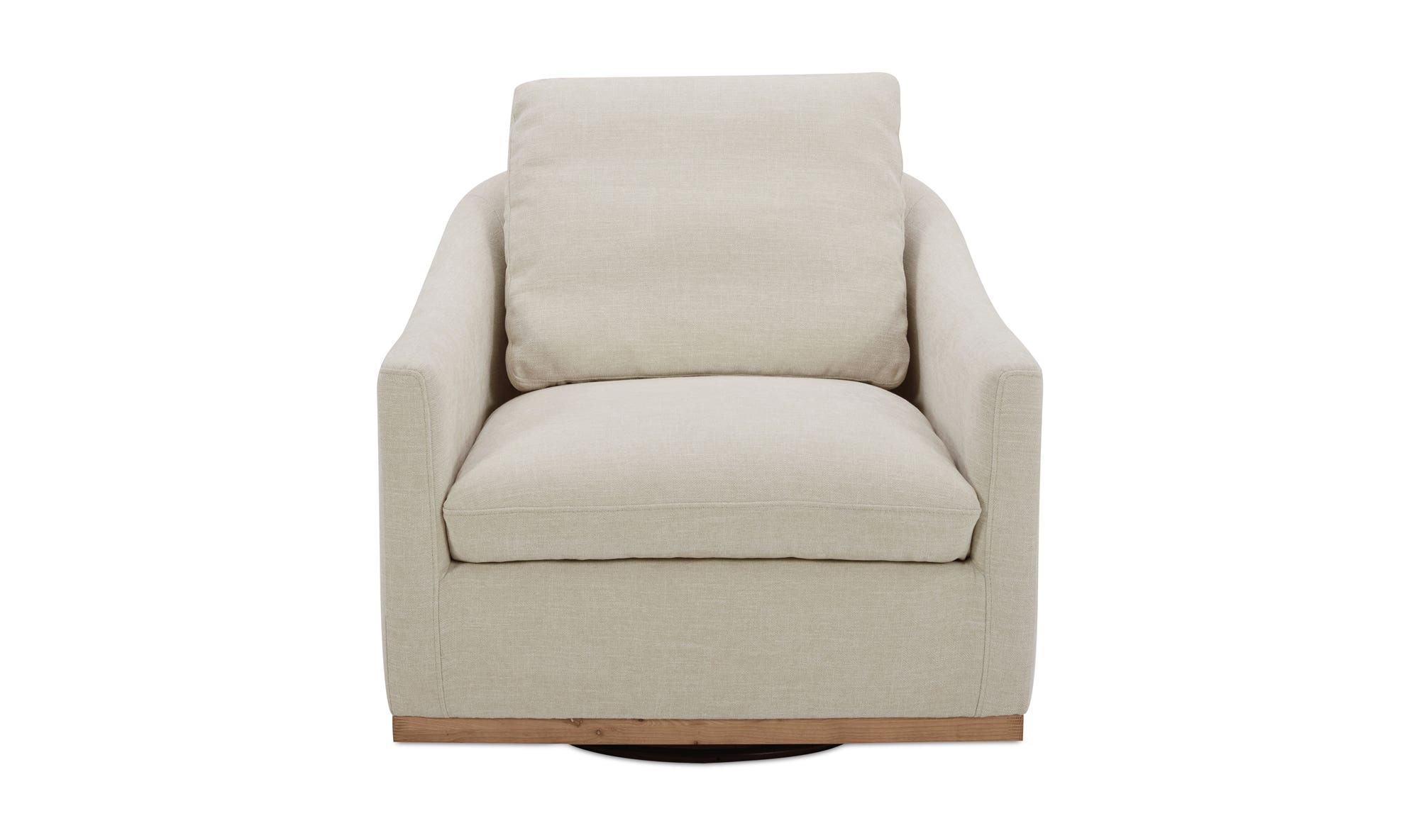 33" Soft Beige Upholstered Swivel Accent Chair