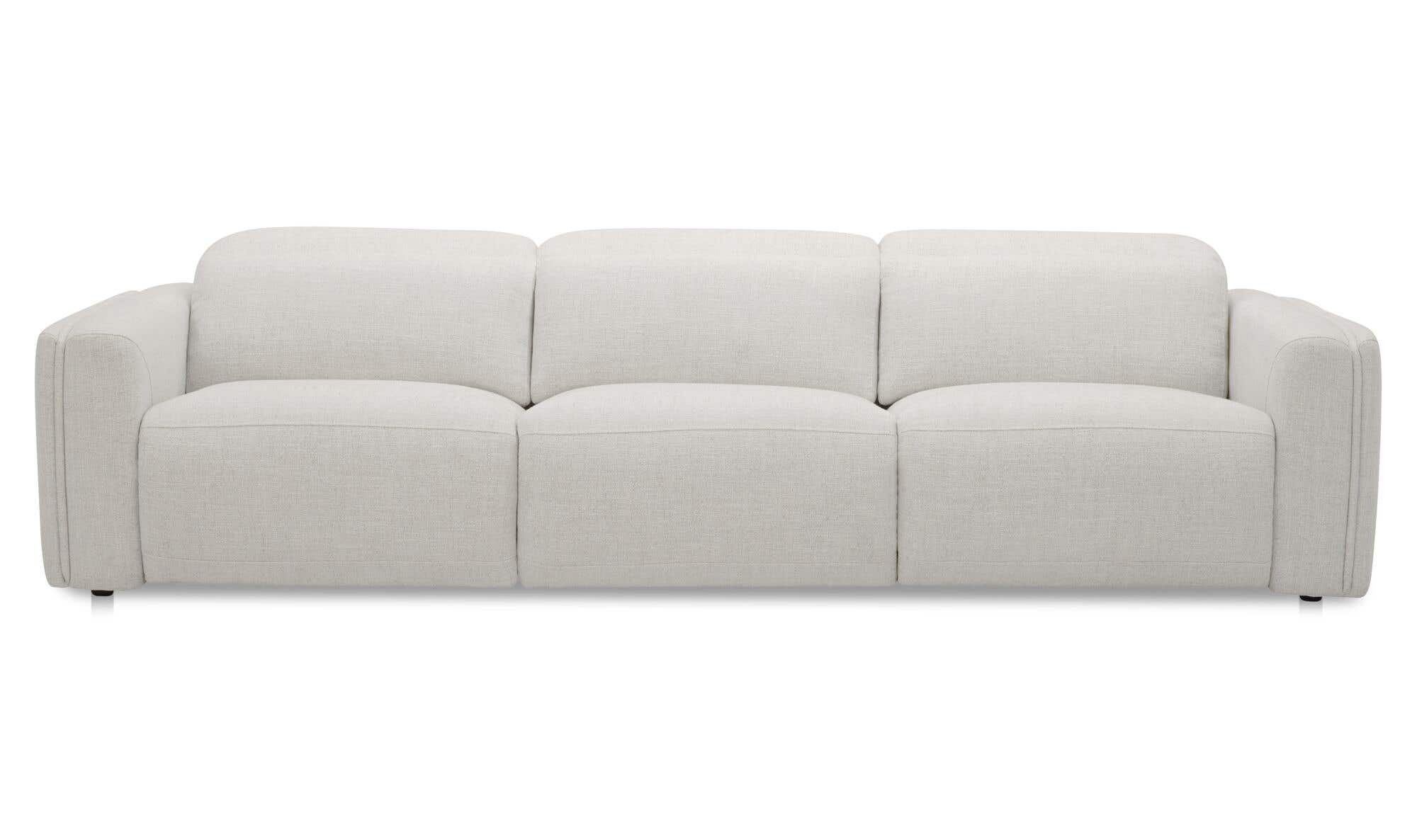 121.5" Flecked Oat Upholstered Power Recliner Sofa